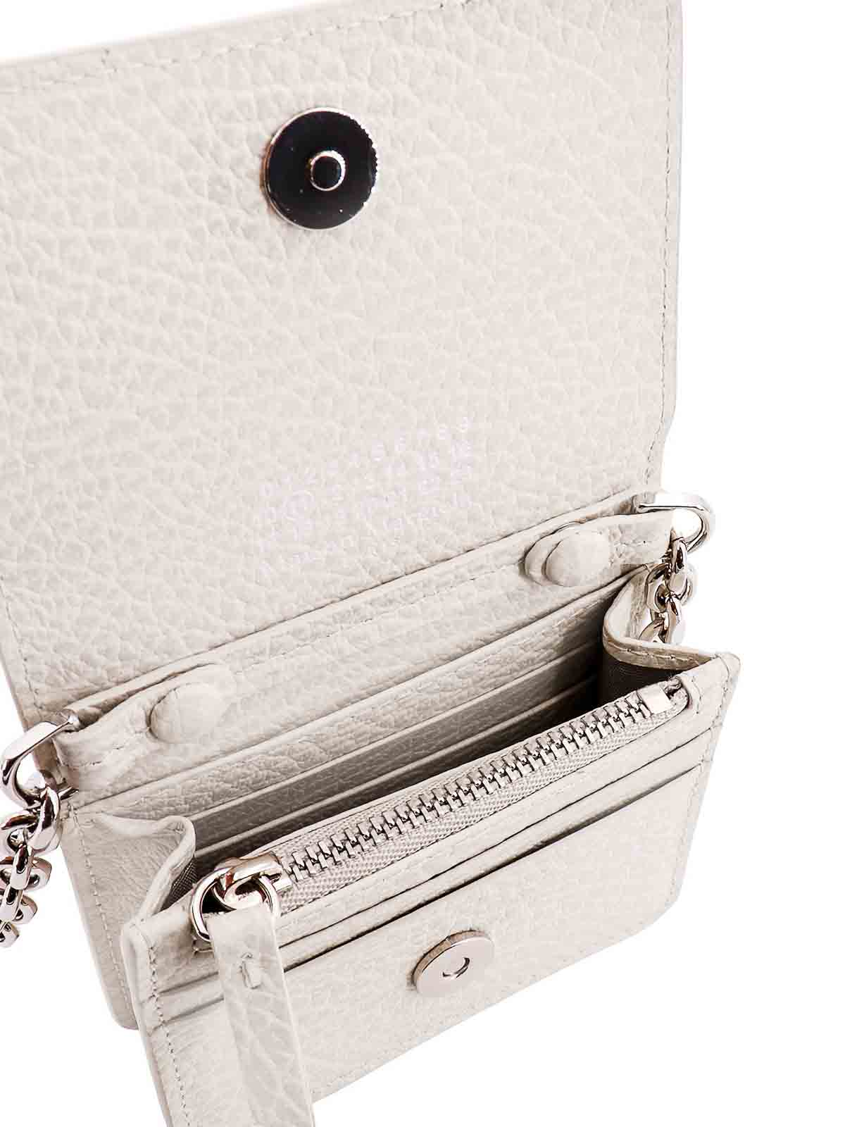 Shop Maison Margiela Leather Card Holder With Iconic Stitching In White