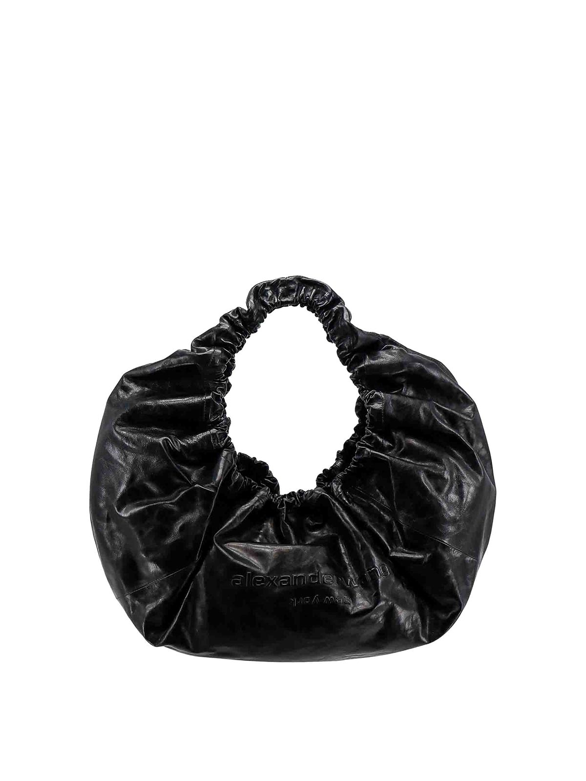 Shop Alexander Wang Craquel Leather Large Shoulder Bag In Black