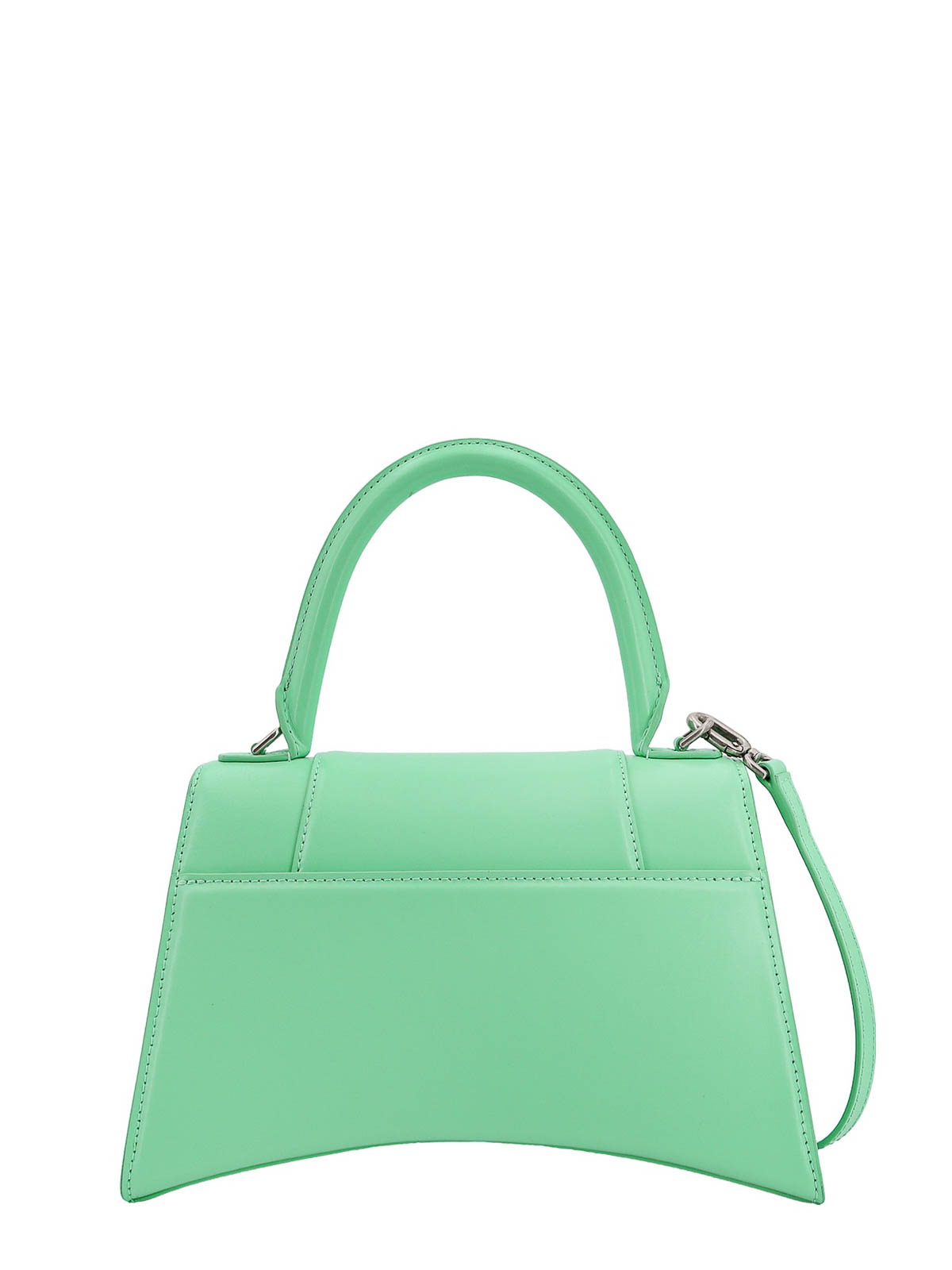 Shop Balenciaga Leather Handbag With Frontal Monogram In Green