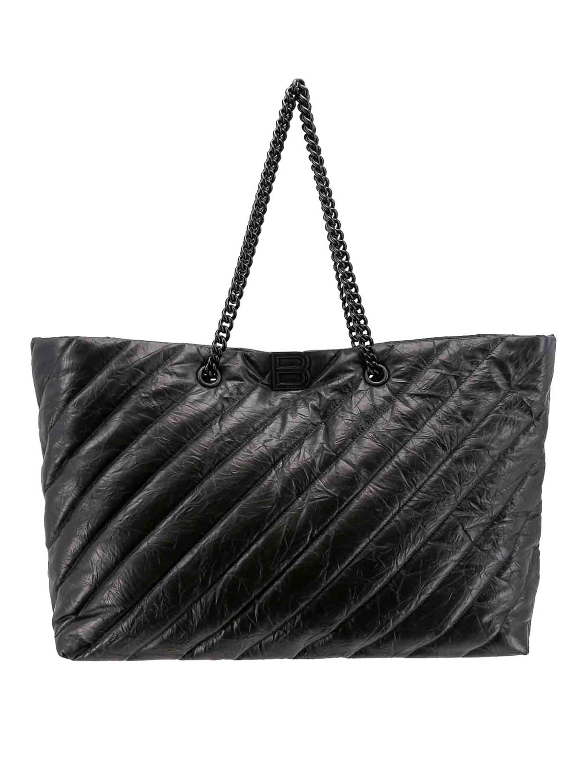 Shop Balenciaga Quilted Leather Shoulder Bag Monogram In Negro