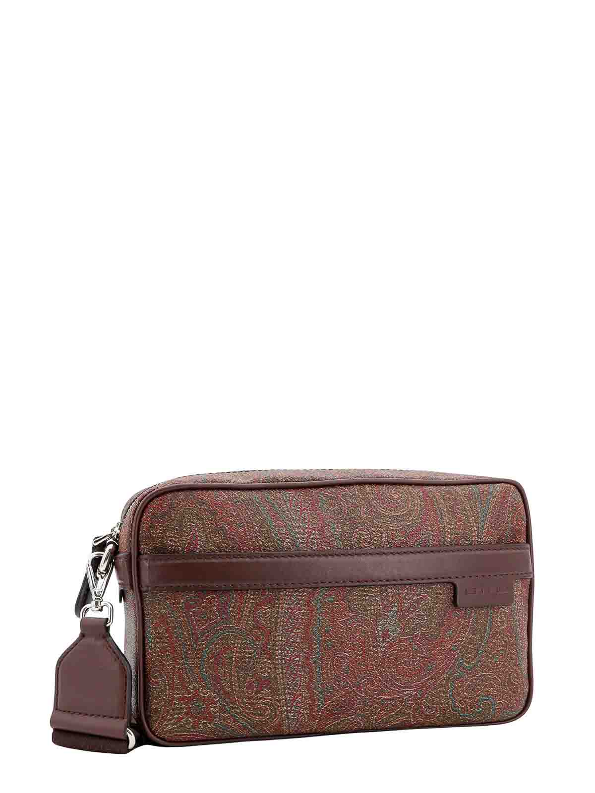 Shop Etro Coated Canvas Leather Bag Paisley Motif In Marrón