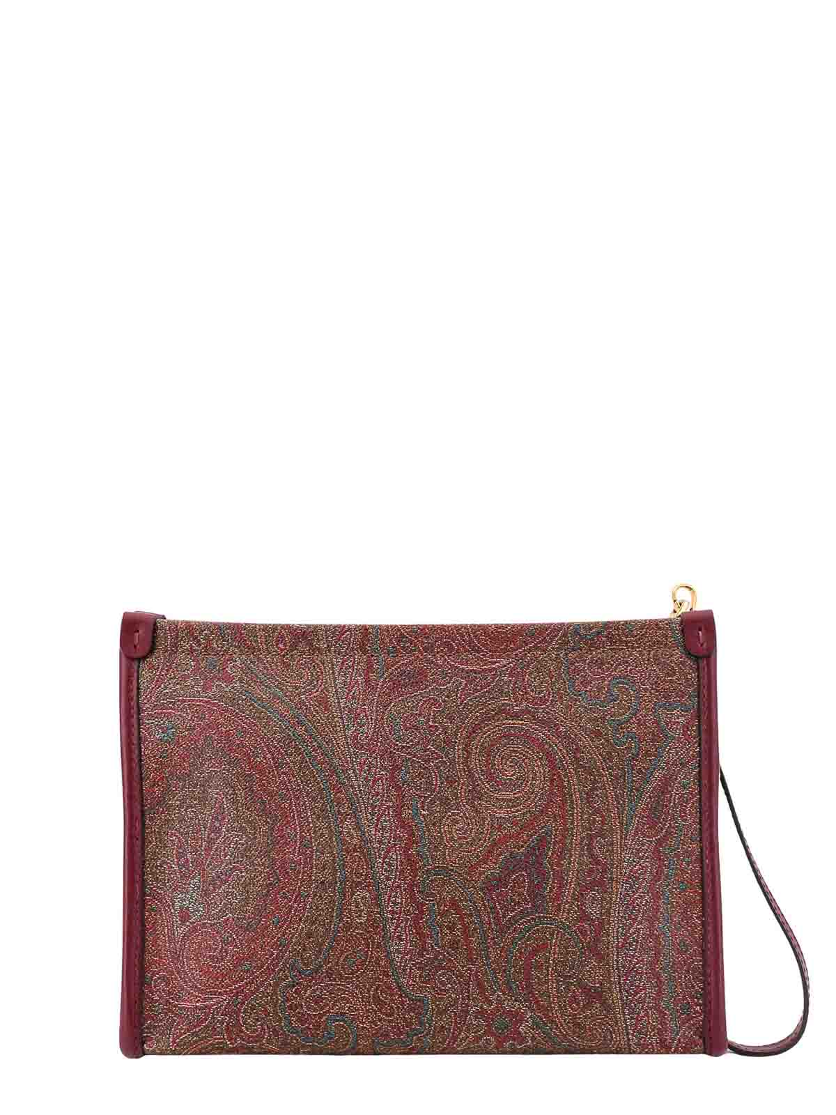 Shop Etro Coated Canvas Clutch With Paisley Motif In Marrón