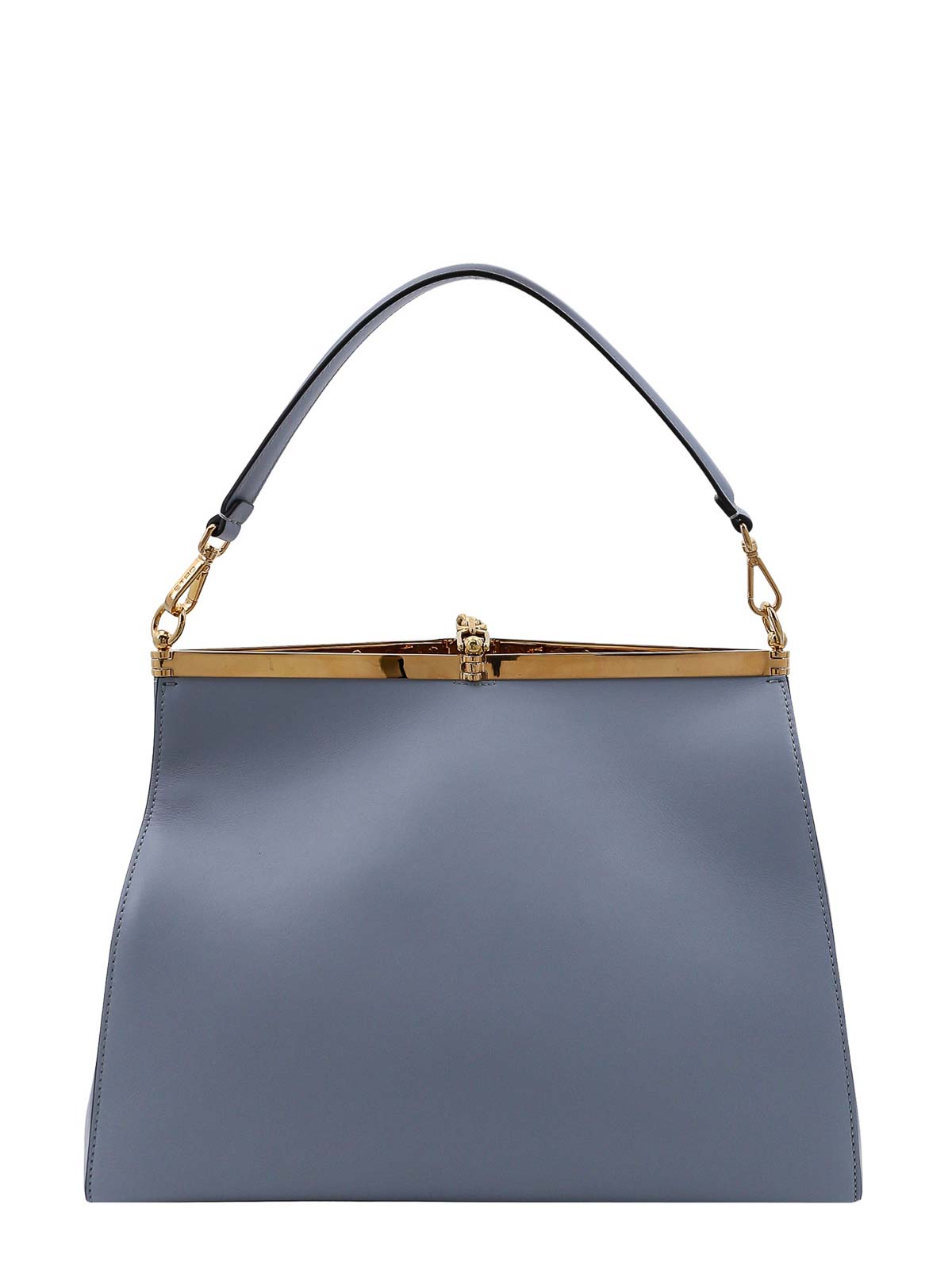 Shop Etro Leather Shoulder Bag With Pegaso Charm In Azul