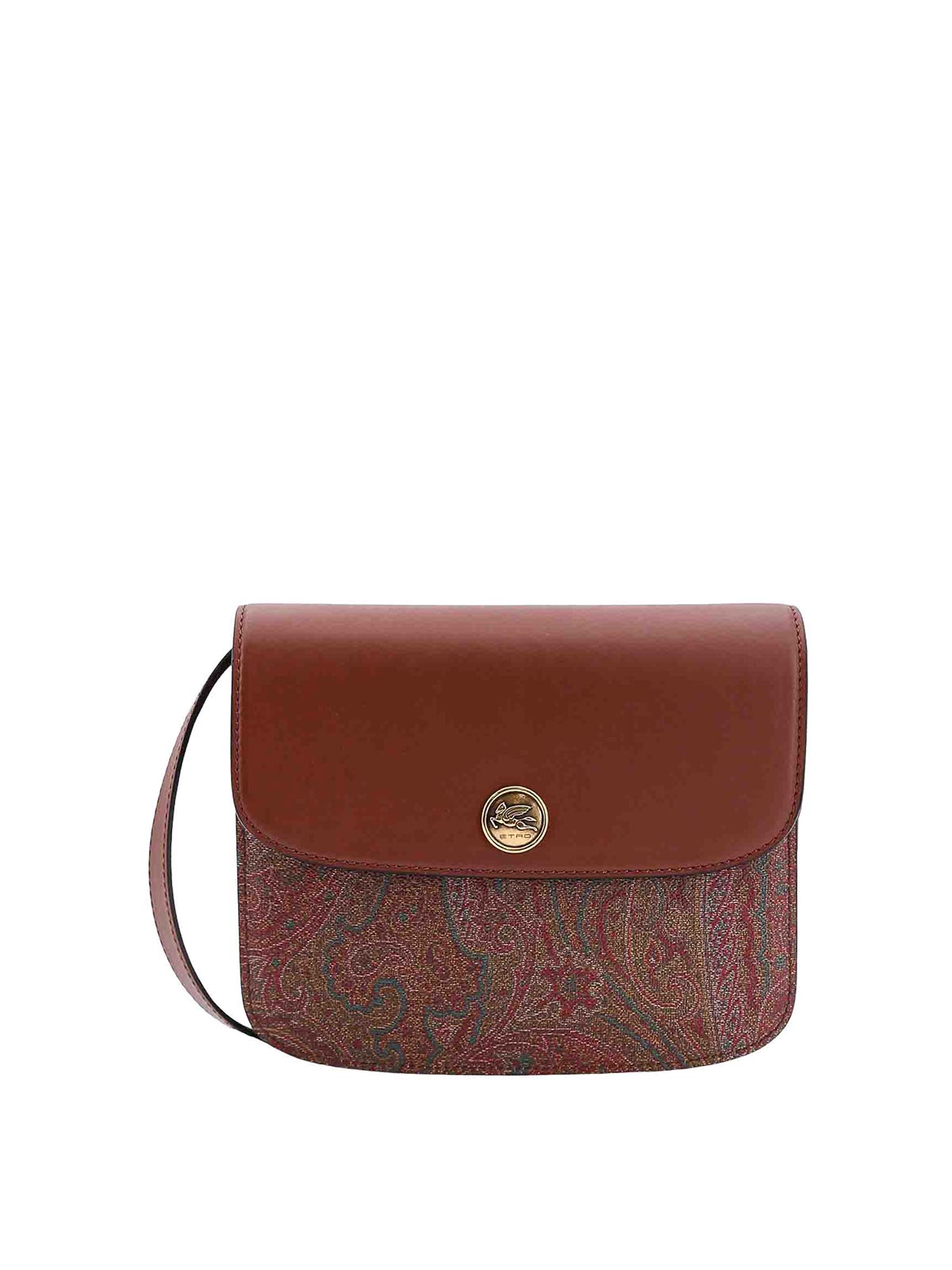 Etro Coated Canvas Bag Paisley Motif In Brown