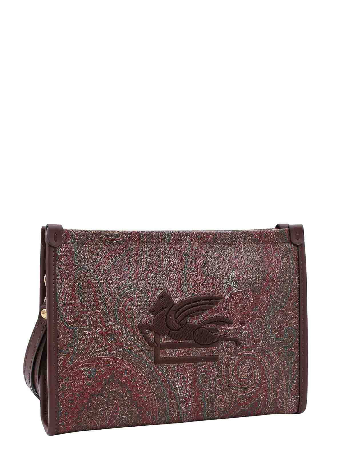 Shop Etro Coated Canvas Clutch With Pailsey Motif In Marrón