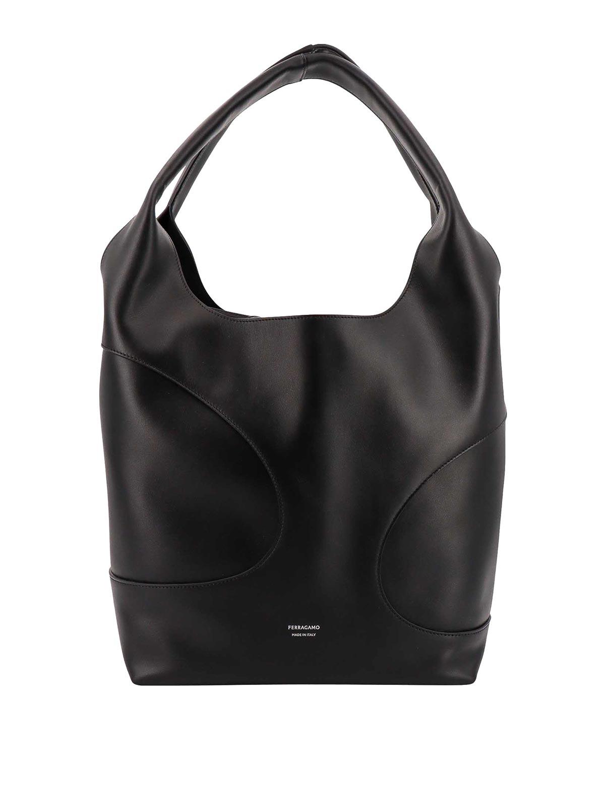 Ferragamo Leather Shoulder Bag With Logo Print In Black