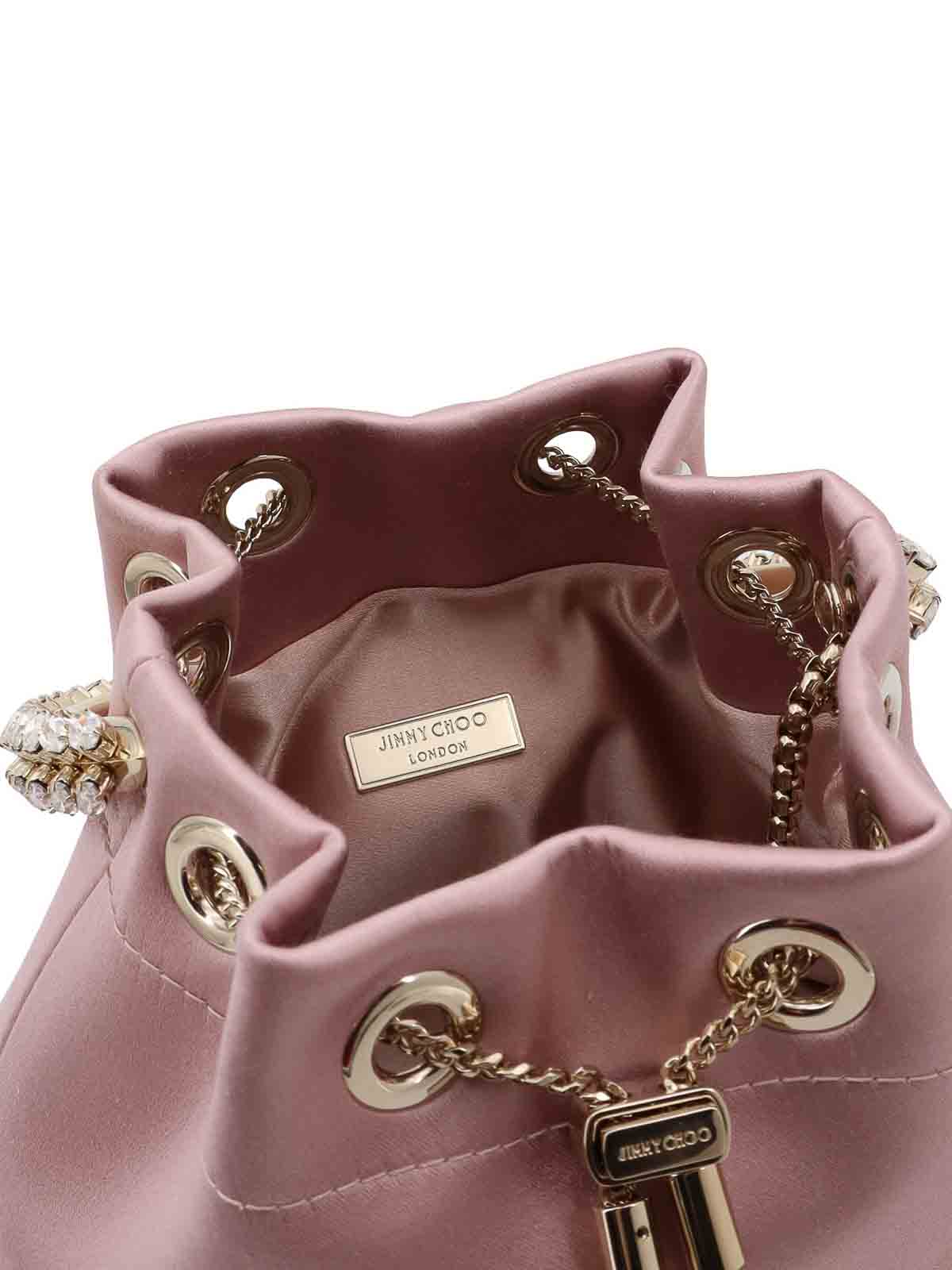 【送料&関税込】Jimmy Choo Satin Bucket Bag With Crystals De JIMMY CHOO Bon Bon crystal-embellished satin bucket bag