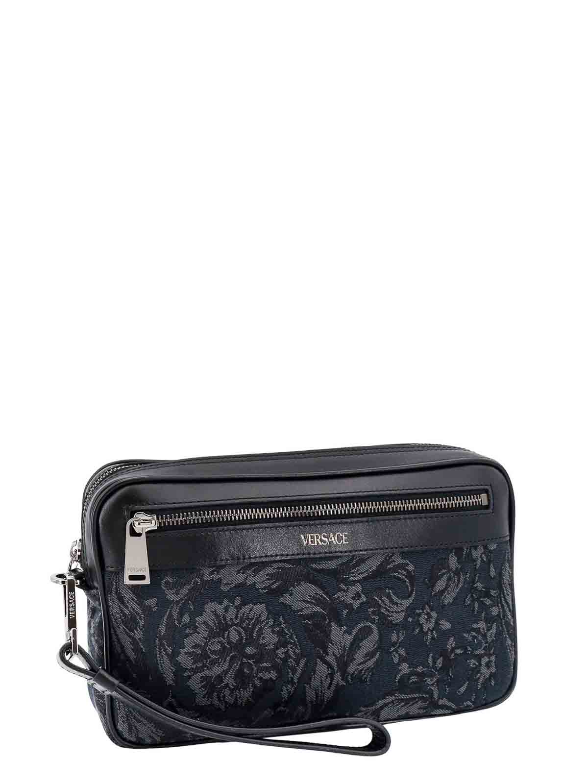 Versace Jacquard barocco pouch with leather details