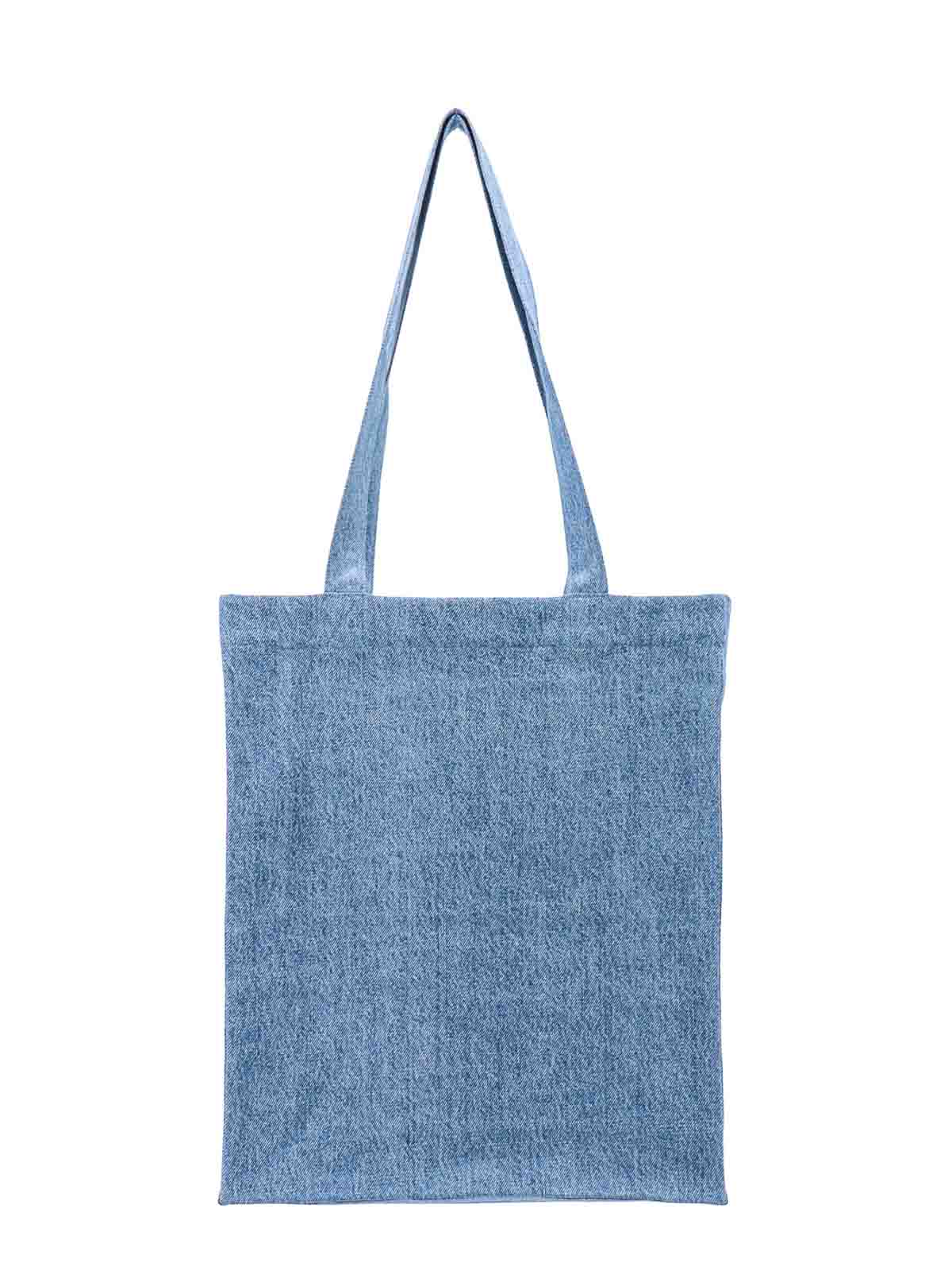Shop Apc Denim Shoulder Bag With Logo On The Front In Blue