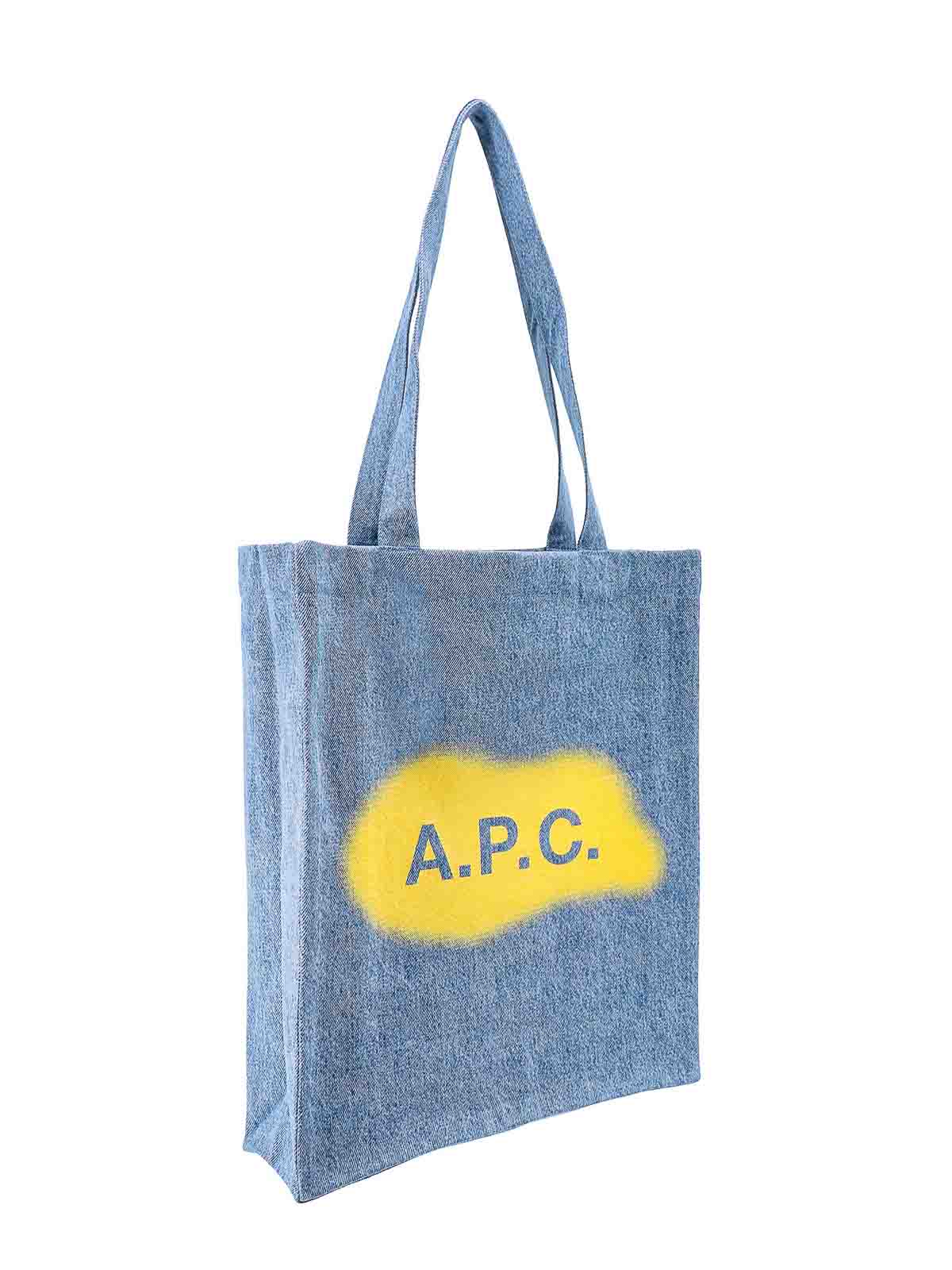 Shop Apc Denim Shoulder Bag With Logo On The Front In Blue