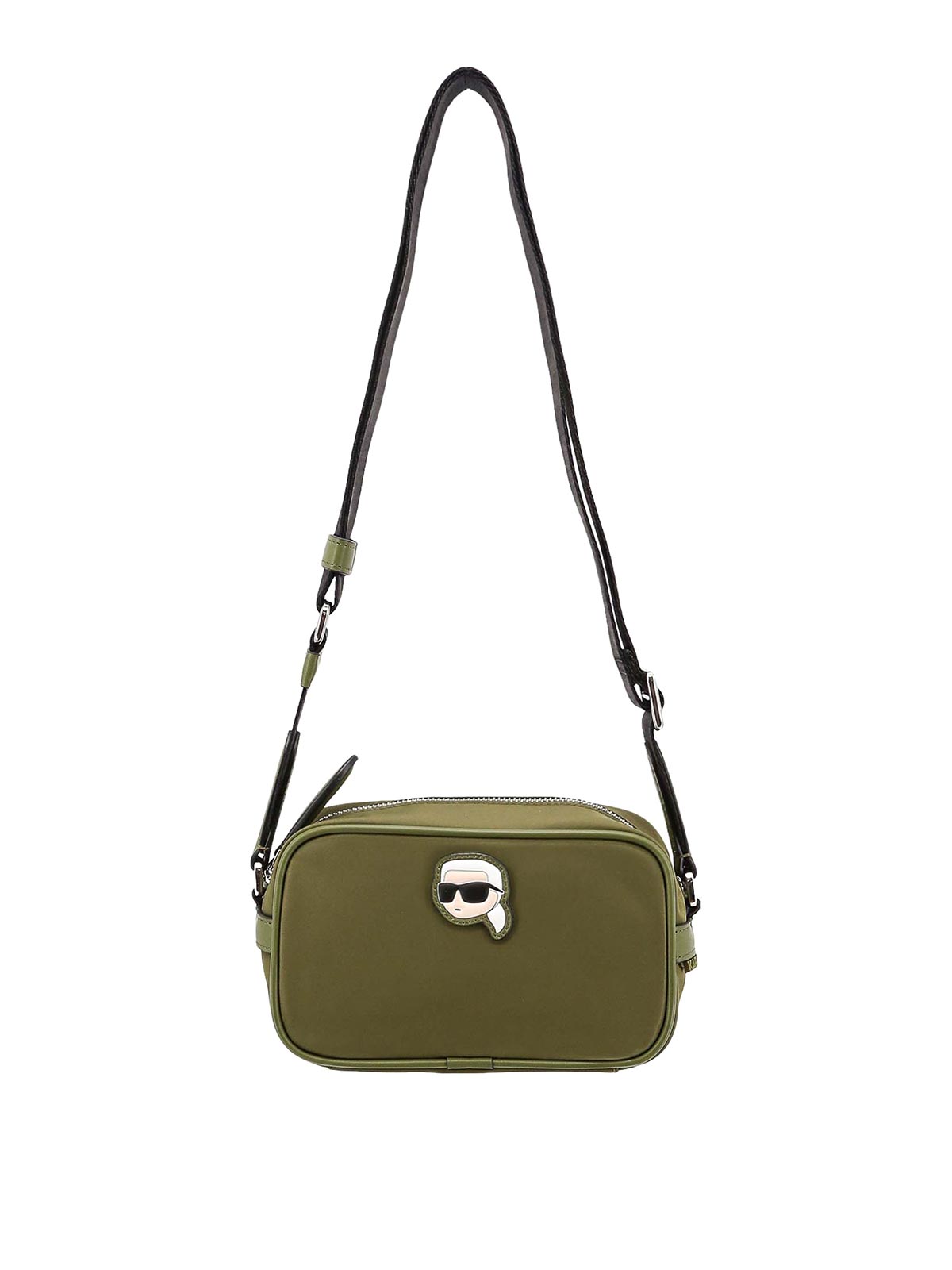Shop Karl Lagerfeld Recycled Nylon Bag Logo Patch Front In Green