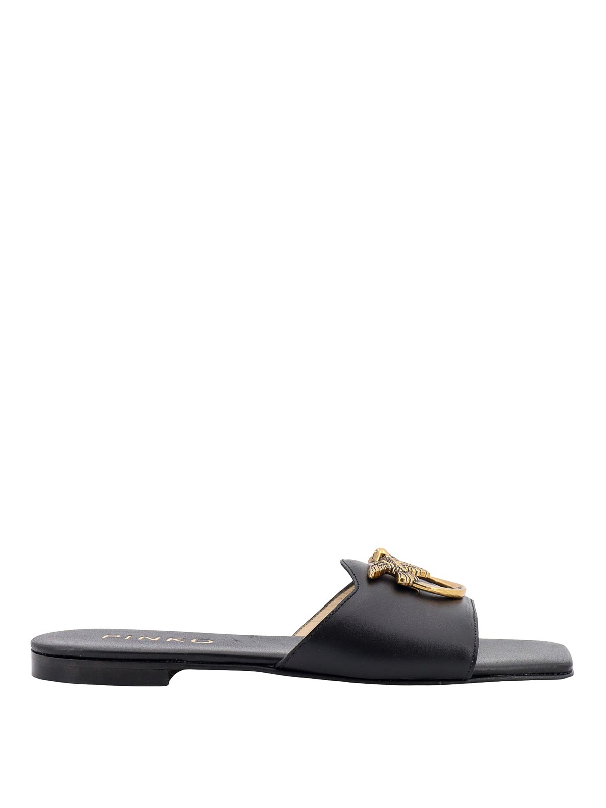Shop Pinko Leather Sandals In Black