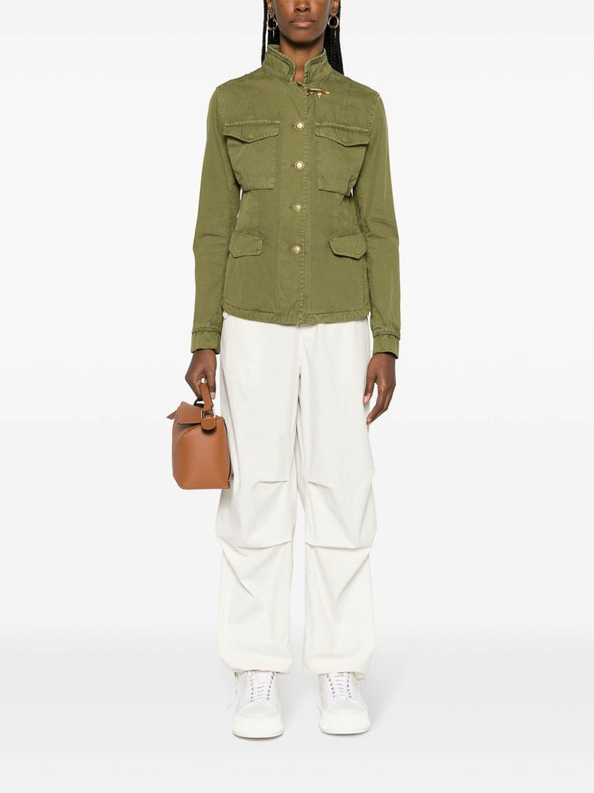 Shop Fay Cotton And Linen Blend Saharan Jacket In Verde