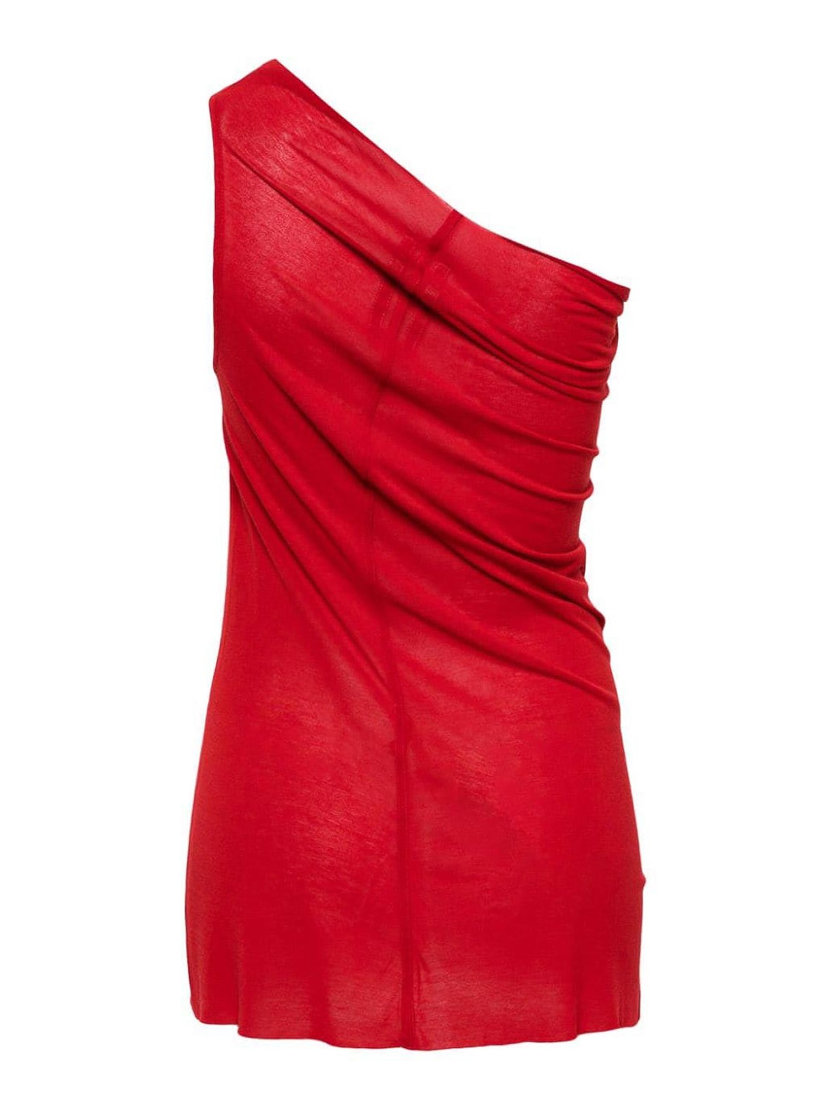 Shop Rick Owens Silk Blend One-shoulder Top In Rojo