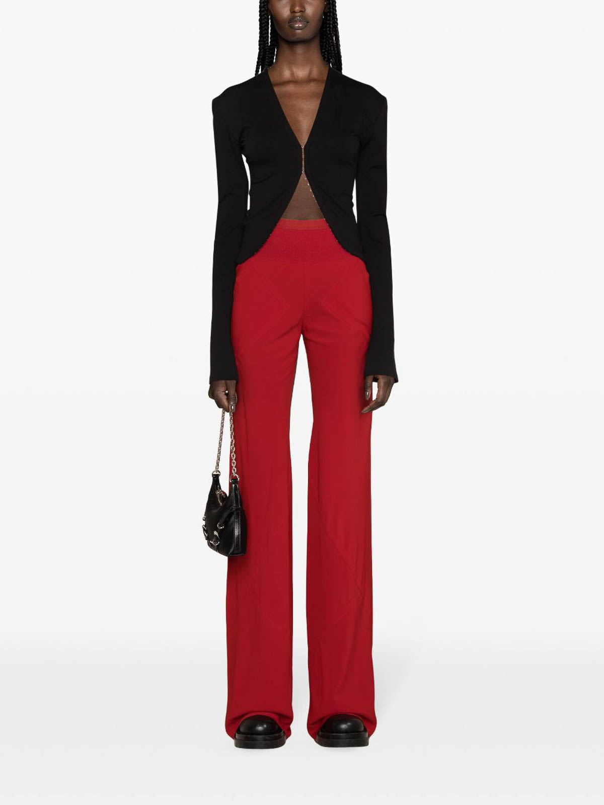 Shop Rick Owens Silk Blend Trousers In Red