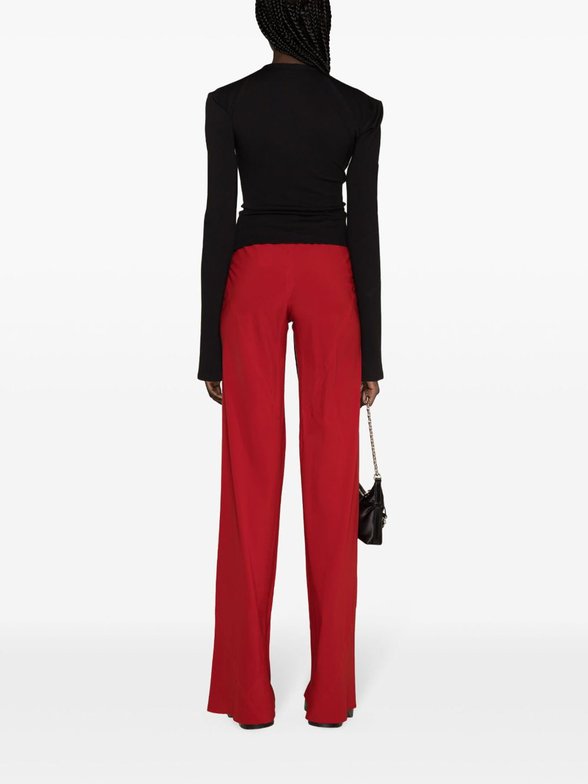 Shop Rick Owens Silk Blend Trousers In Red