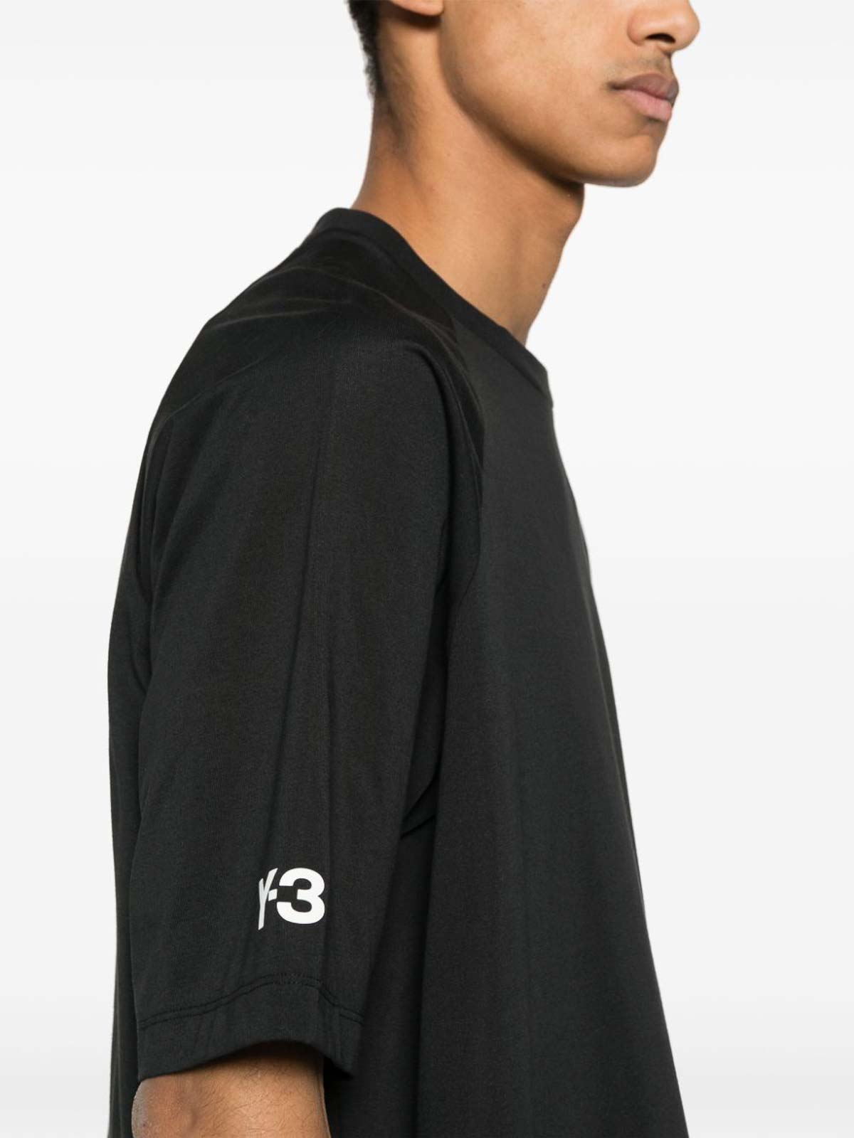 Shop Y-3 Logo Cotton Blend T-shirt In Black
