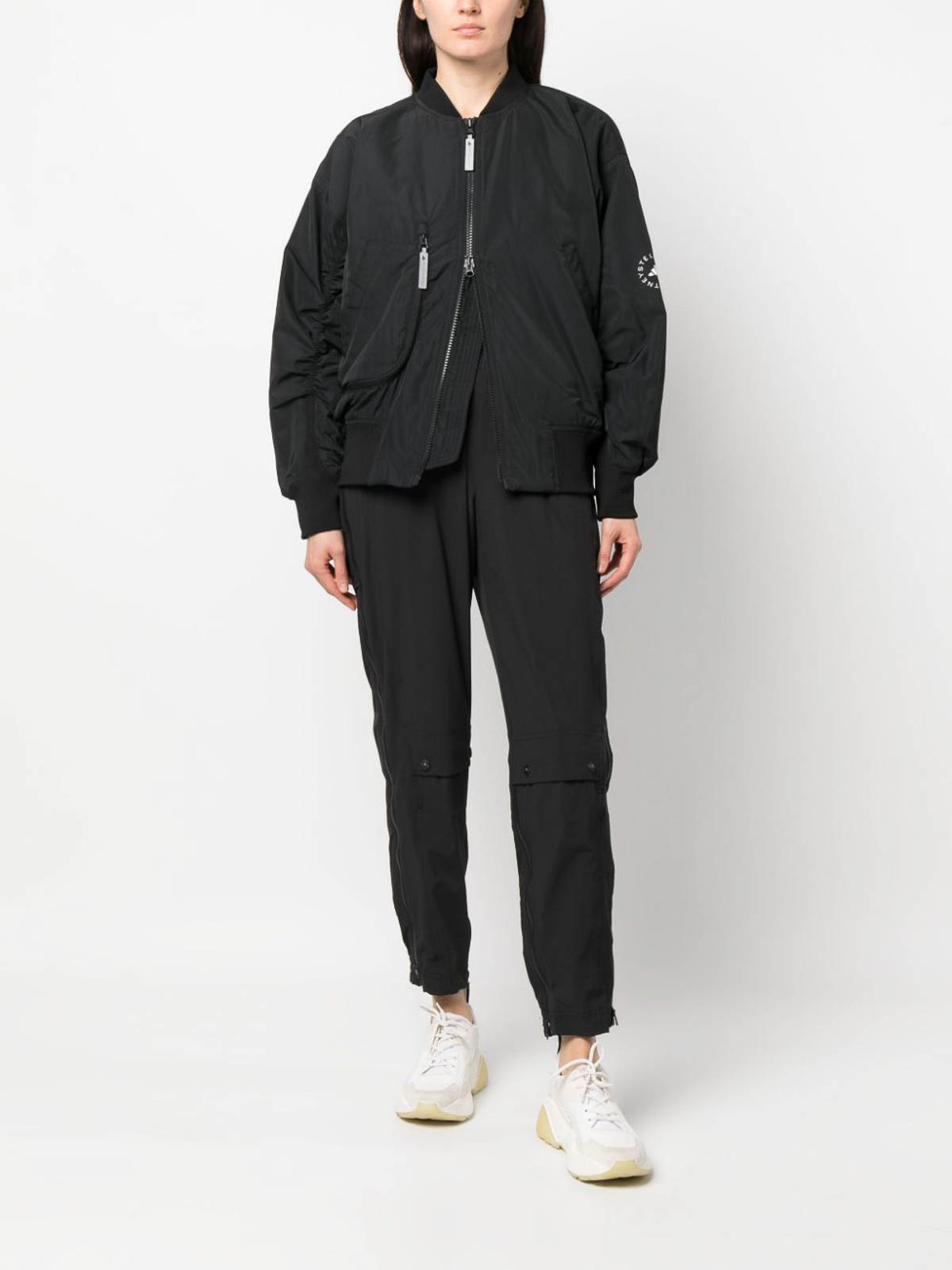 Shop Adidas By Stella Mccartney Logo Lightweight Bomber Jacket In Negro