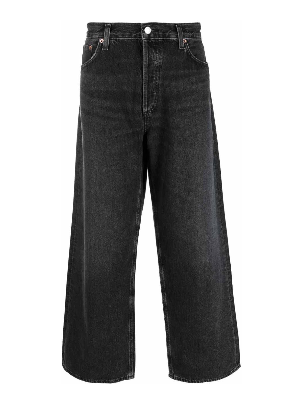 Shop Agolde Low Rise Baggy Jeans In Negro