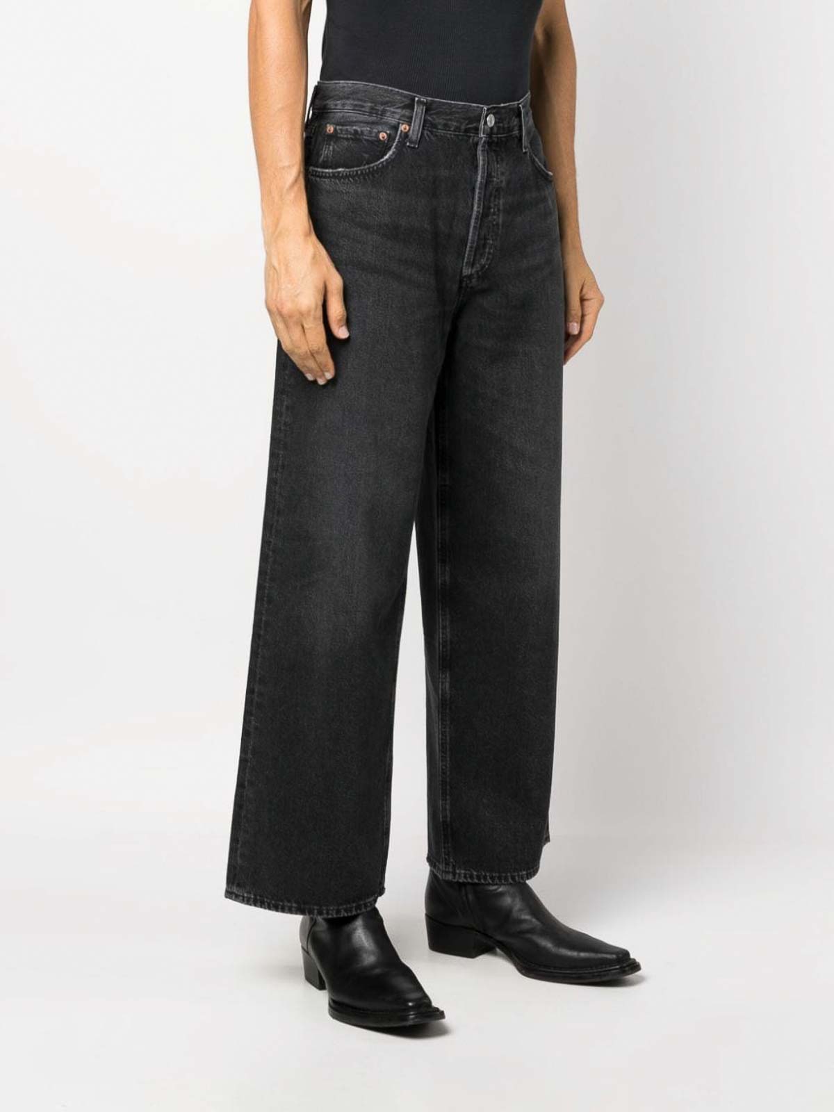 Shop Agolde Low Rise Baggy Jeans In Negro