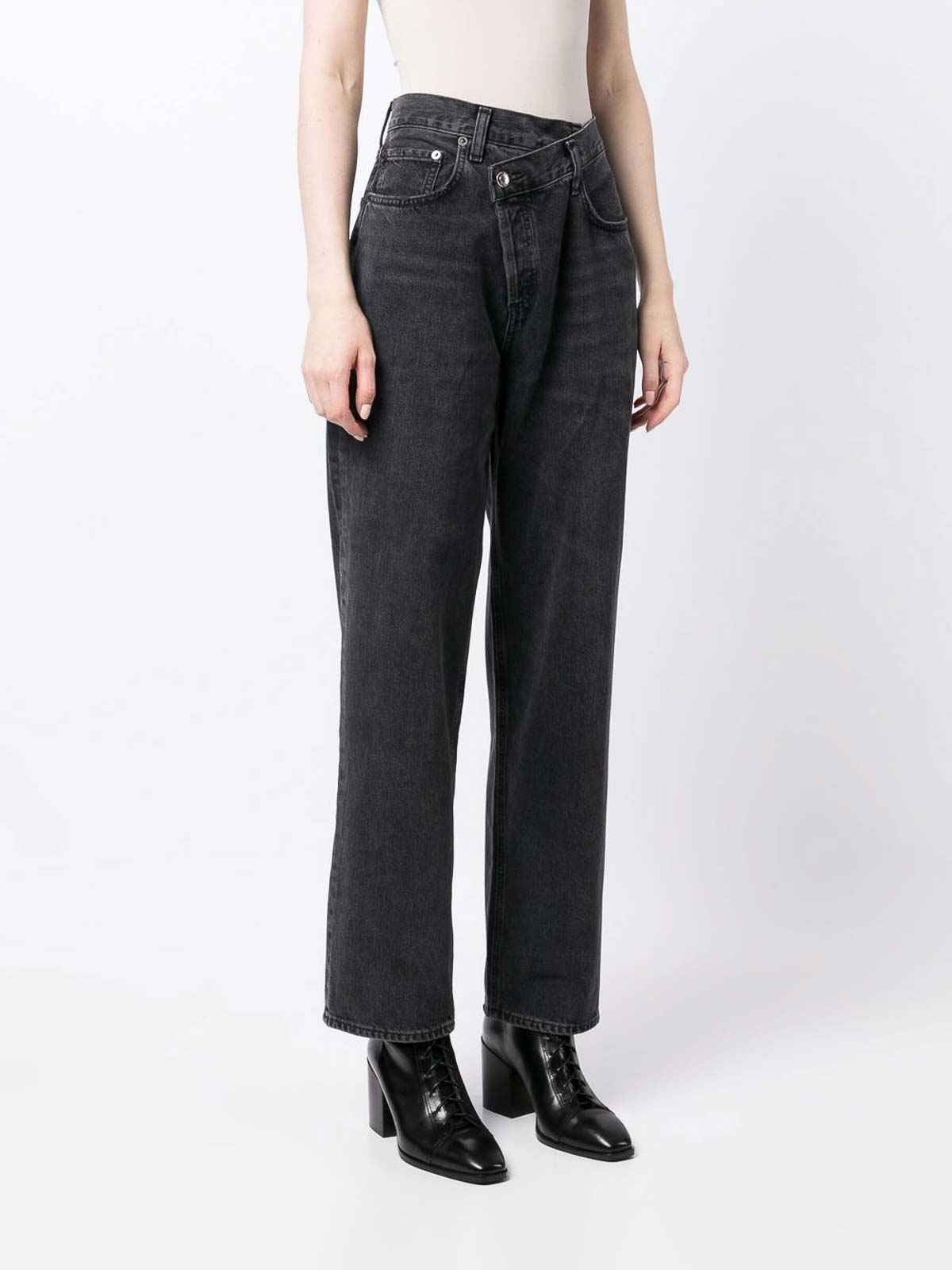 Shop Agolde Crossover Straight-leg Jeans In Black