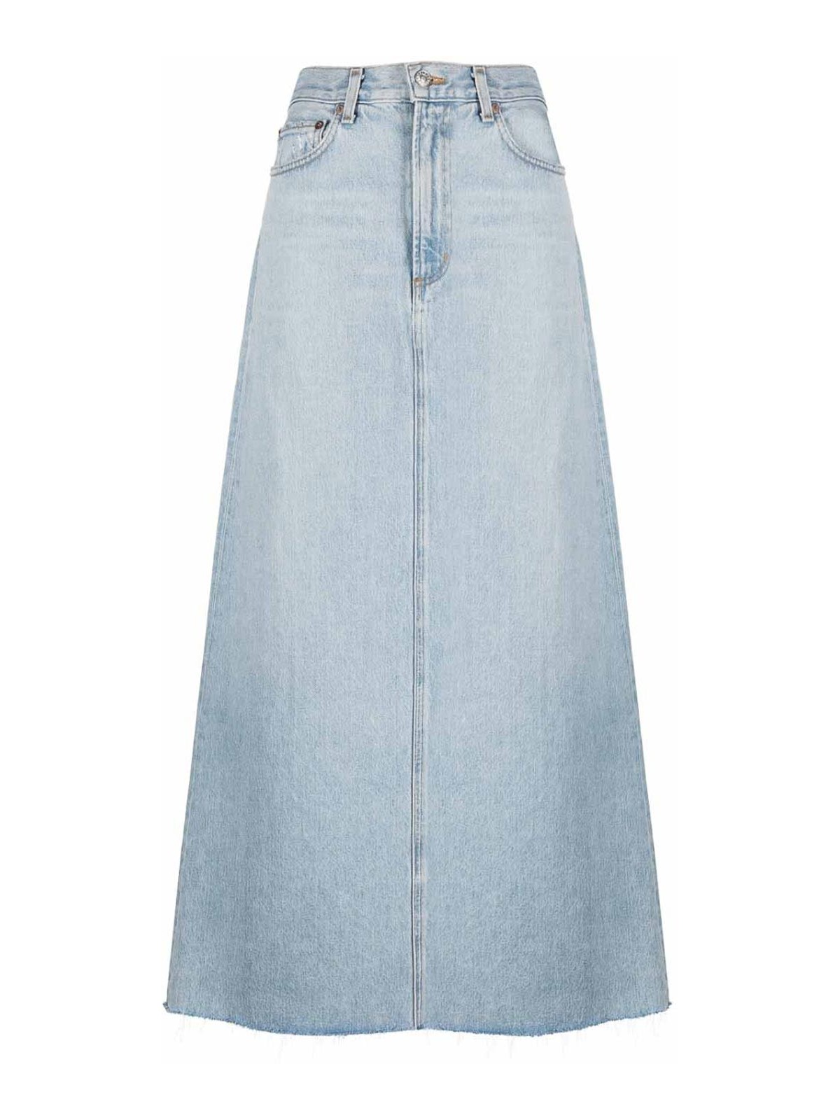 Shop Agolde Denim Maxi Skirt In Blue