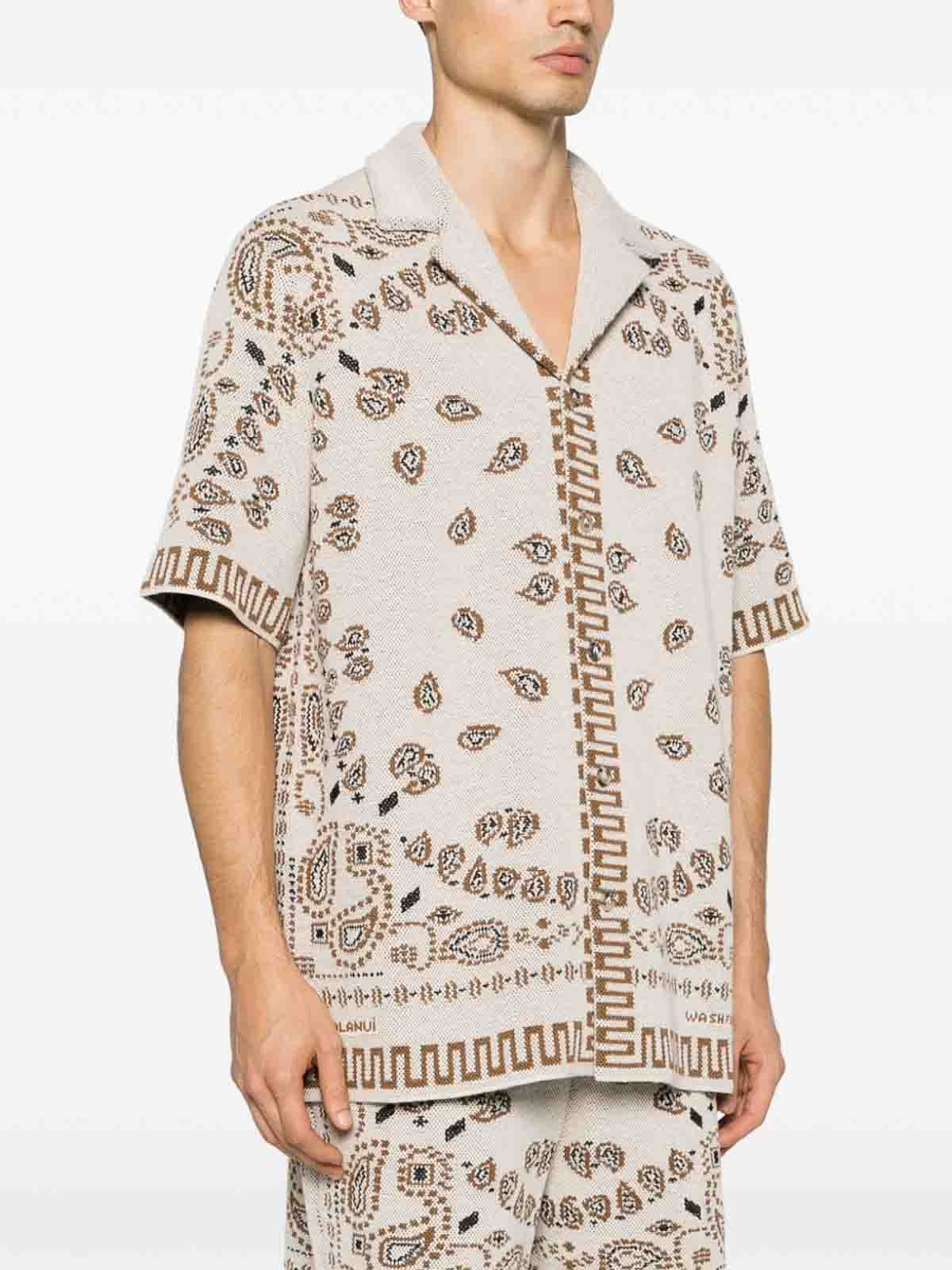 Shop Alanui Bandana Print Cotton Shirt In Beige