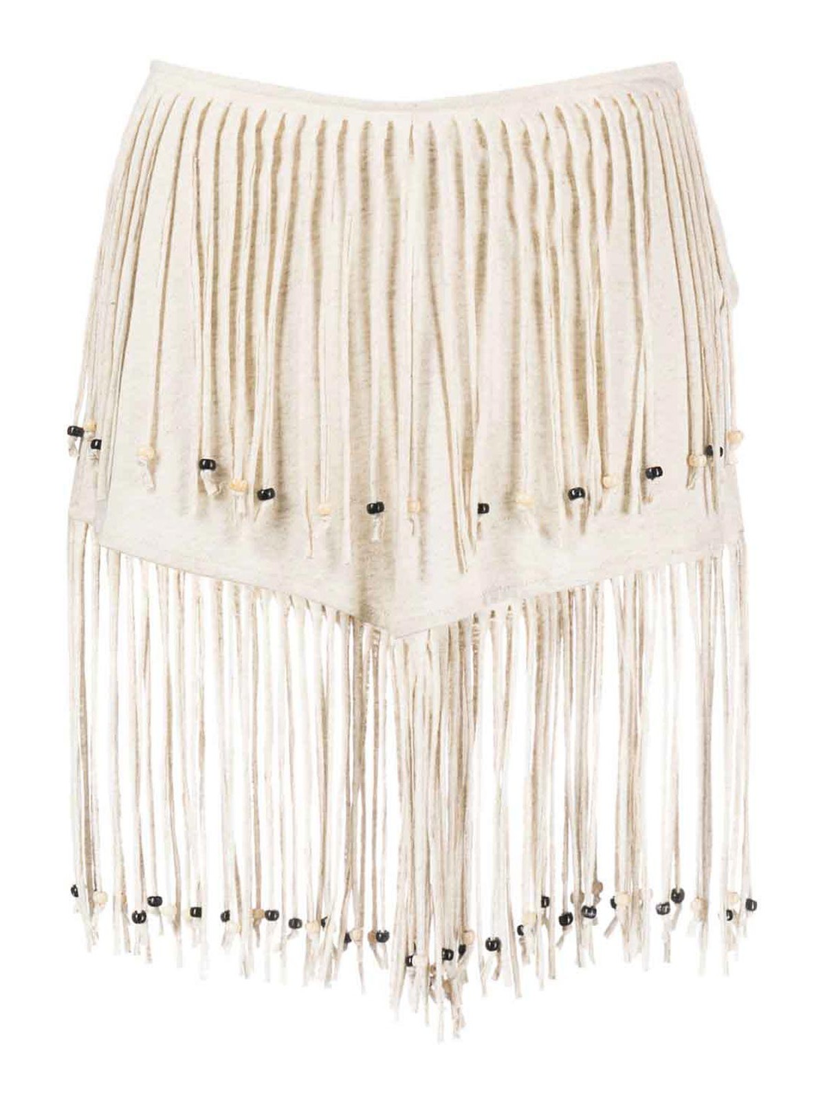 Alanui Cotton And Linen Blend Fringed Mini Skirt In Blanco