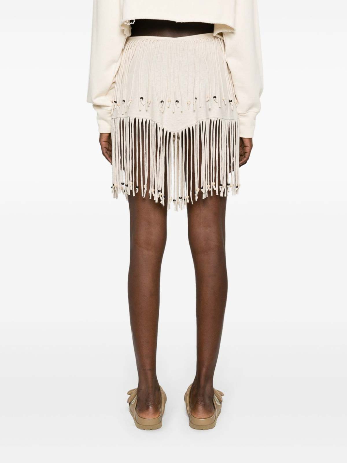Shop Alanui Monsoon Fringed Skirt In Blanco