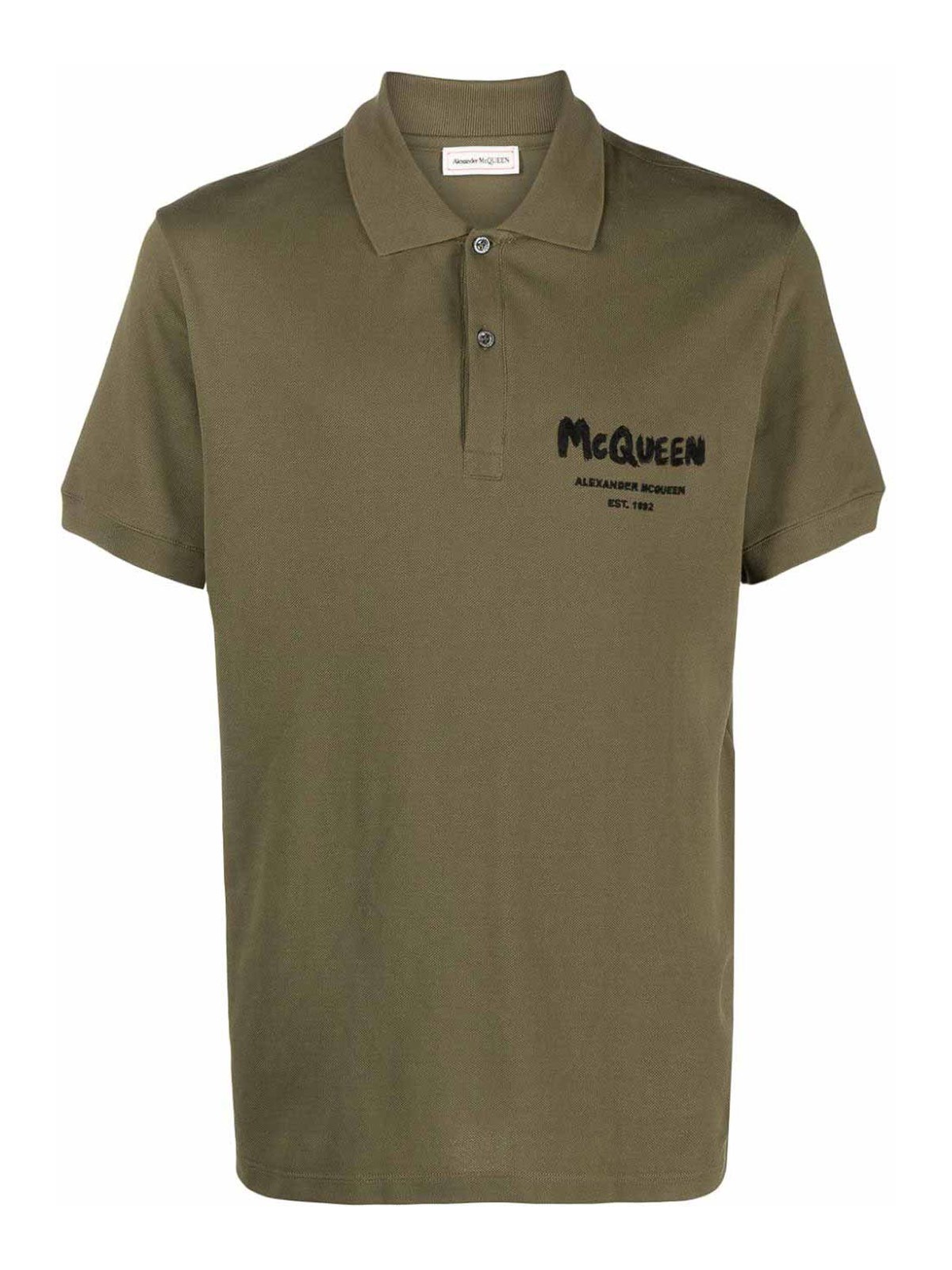 Shop Alexander Mcqueen Graffiti Cotton Polo Shirt In Light Brown
