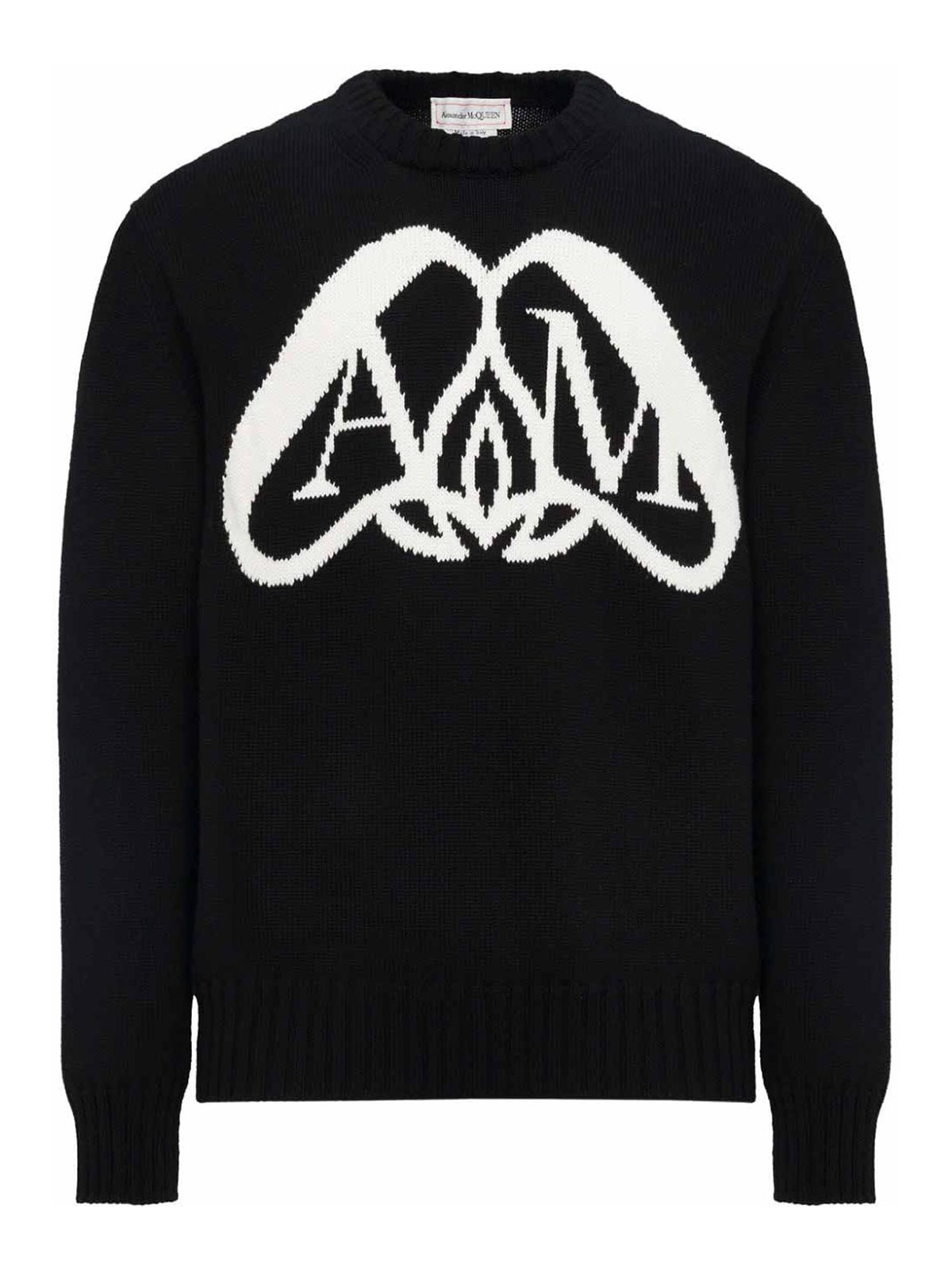 Shop Alexander Mcqueen Seal Logo Cotton Sweater In Black