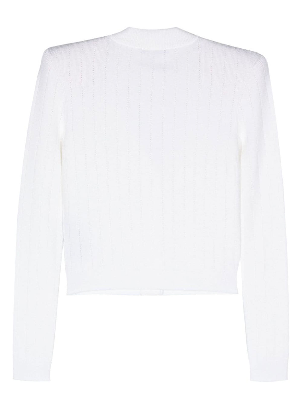 Shop Balmain Knitted Cropped Cardigan In White