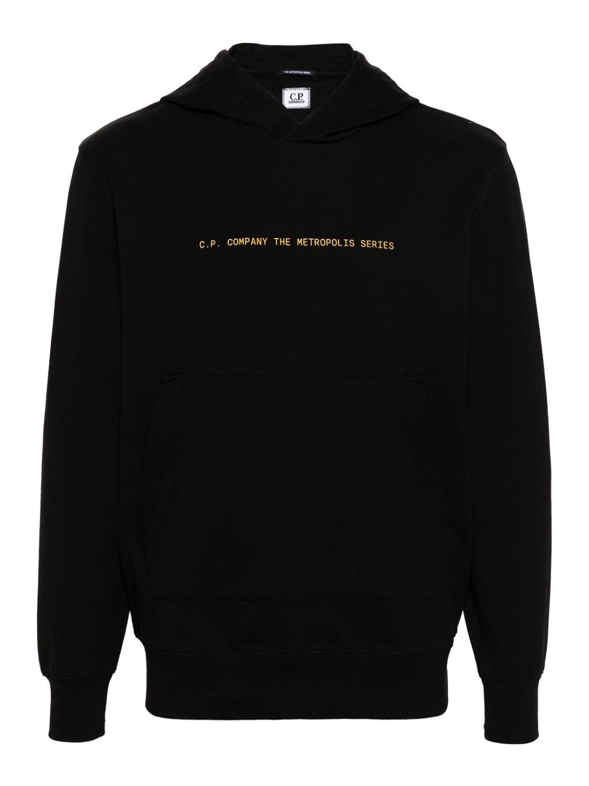Shop C.p. Company Printed Cotton Hoodie In Black
