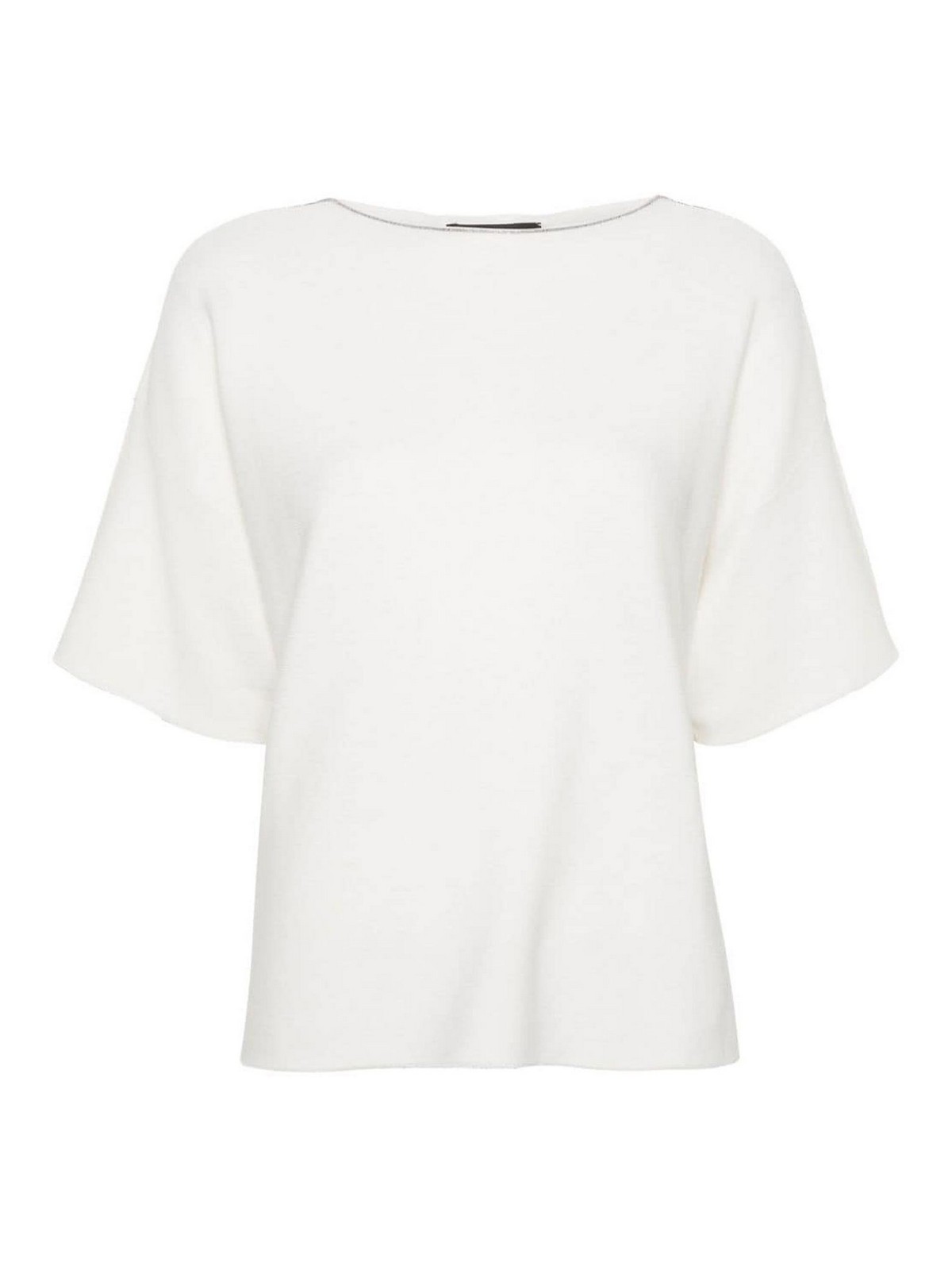 Shop Fabiana Filippi Organic Cotton Boat-neck Sweater In White