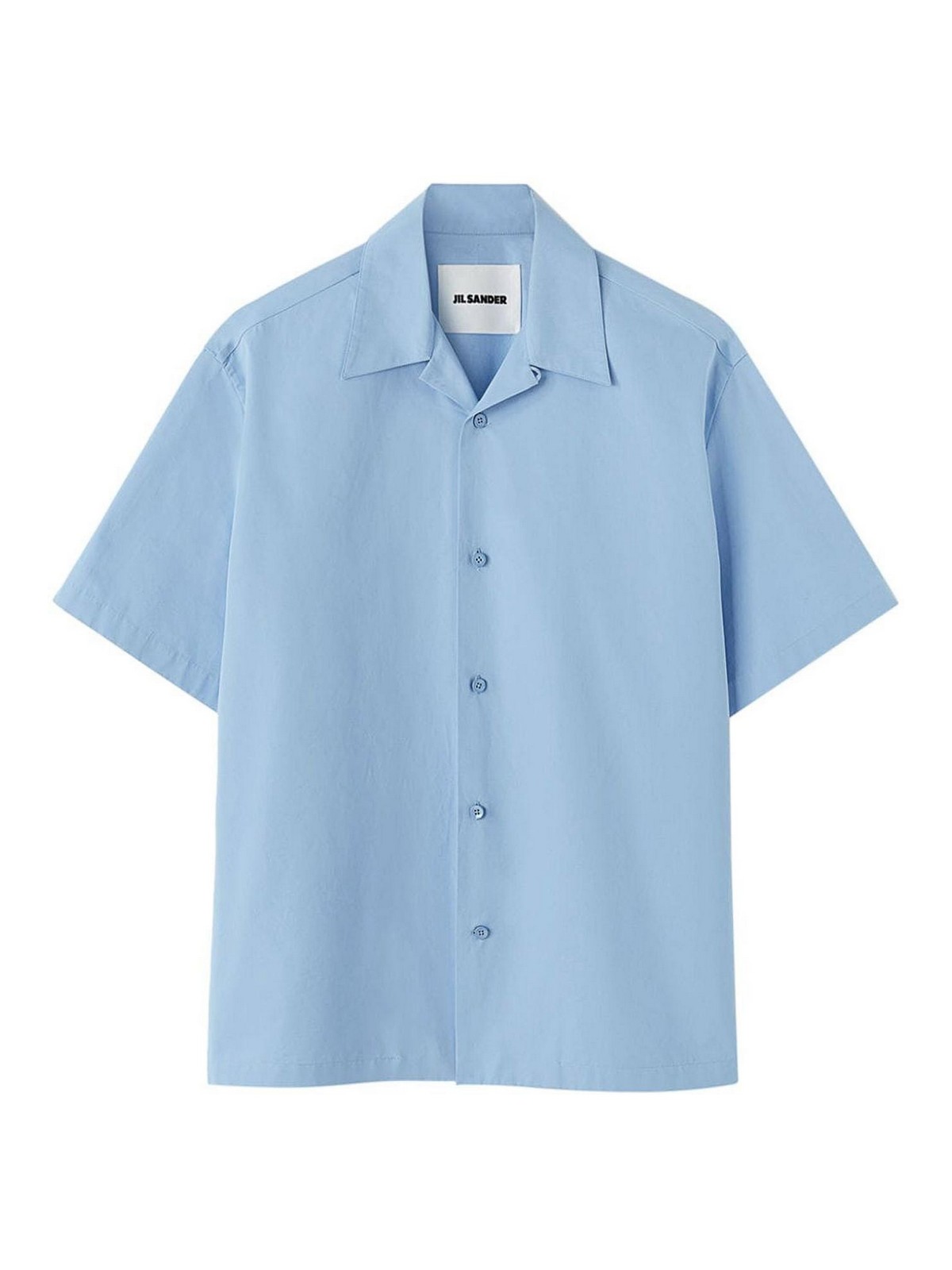 Jil Sander Collared Shirt In Lightweight Poplin In Azul
