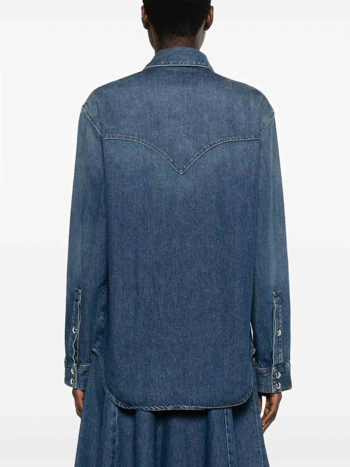 Shop Khaite Jinn Denim Shirt In Blue