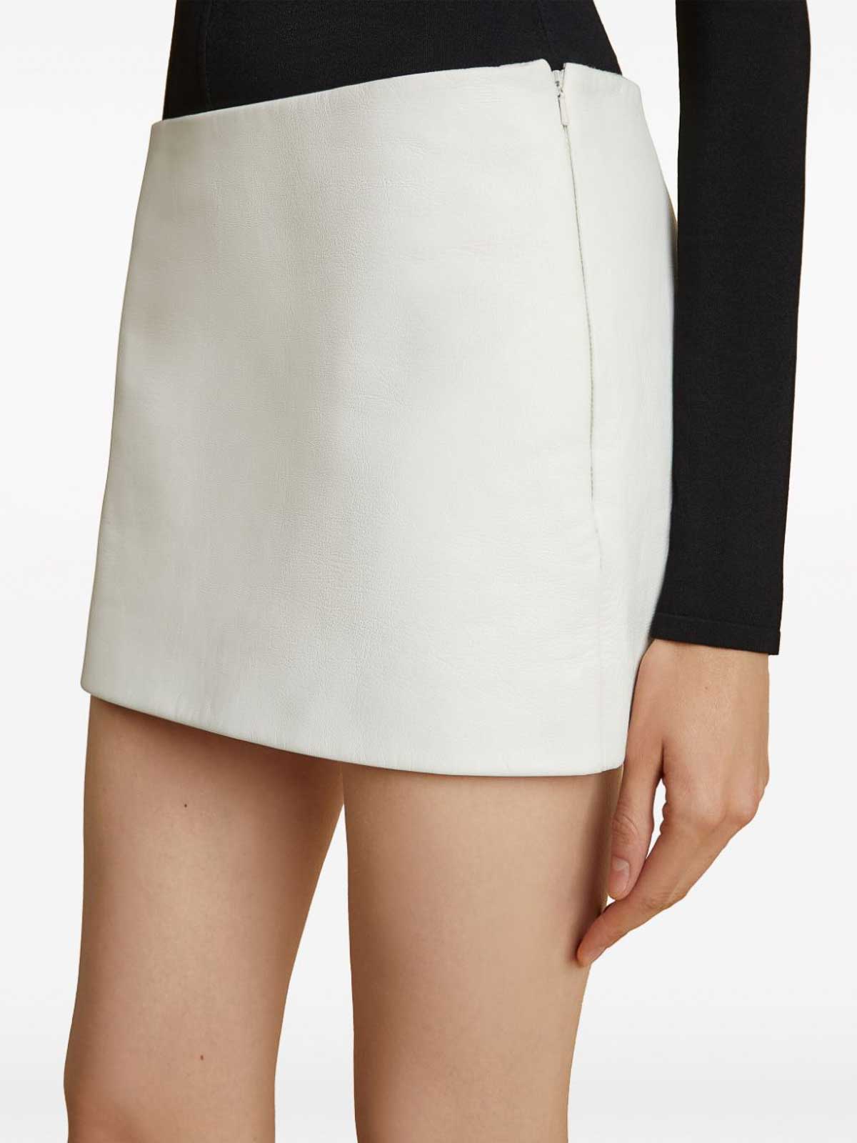 Shop Khaite Leather Mini Skirt In Blanco
