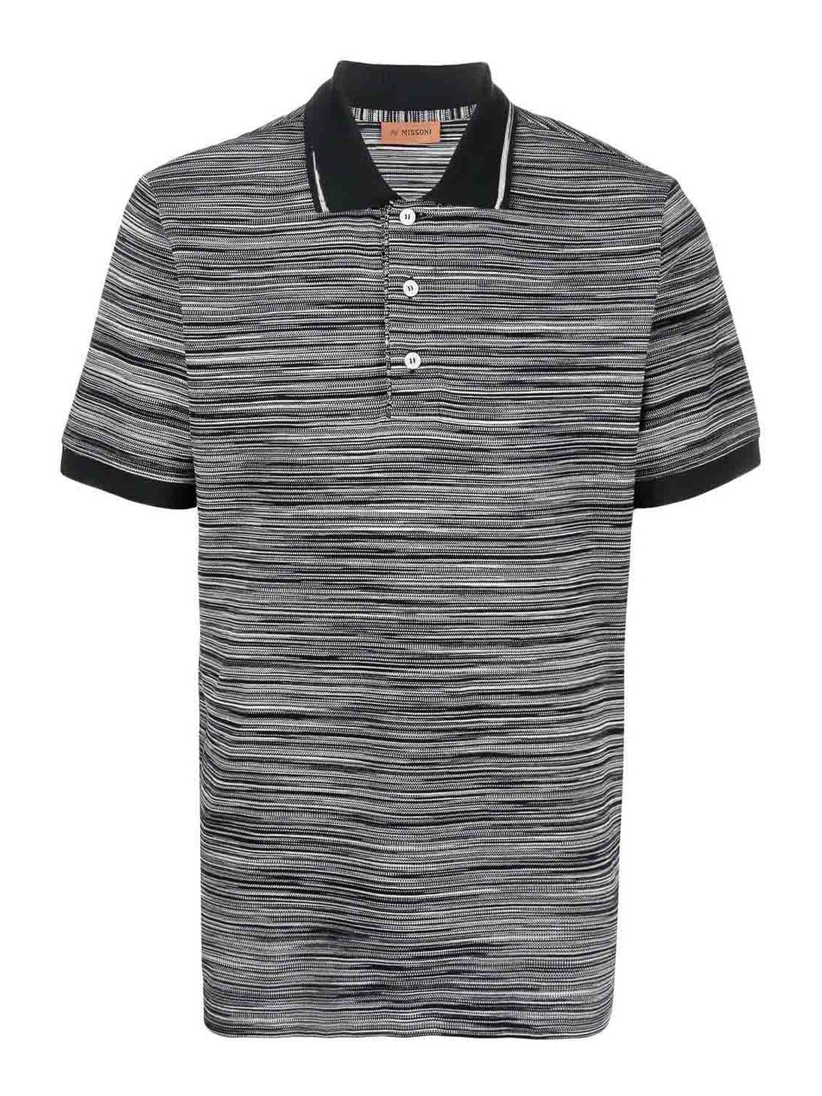 Shop Missoni Tie-dye Print Cotton Polo Shirt In Black