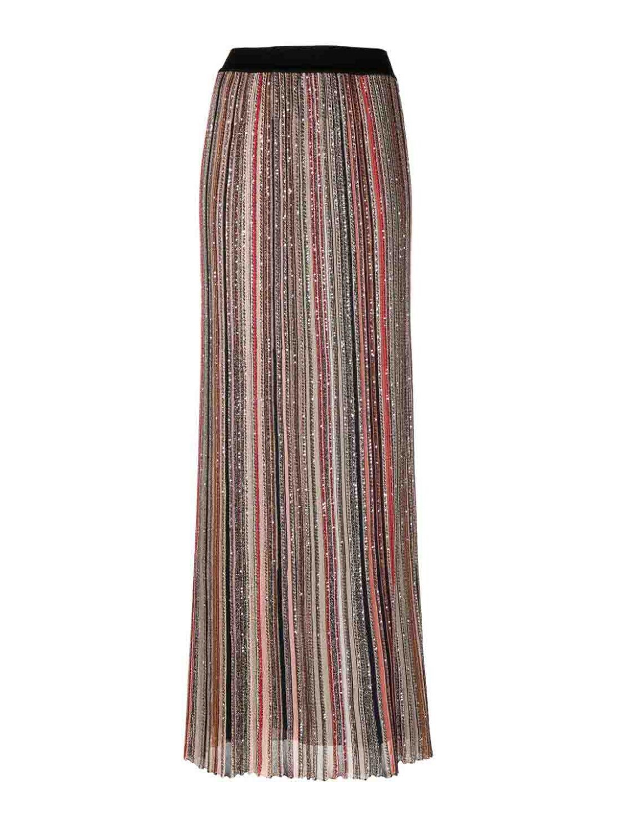 Shop Missoni Striped Long Skirt In Black
