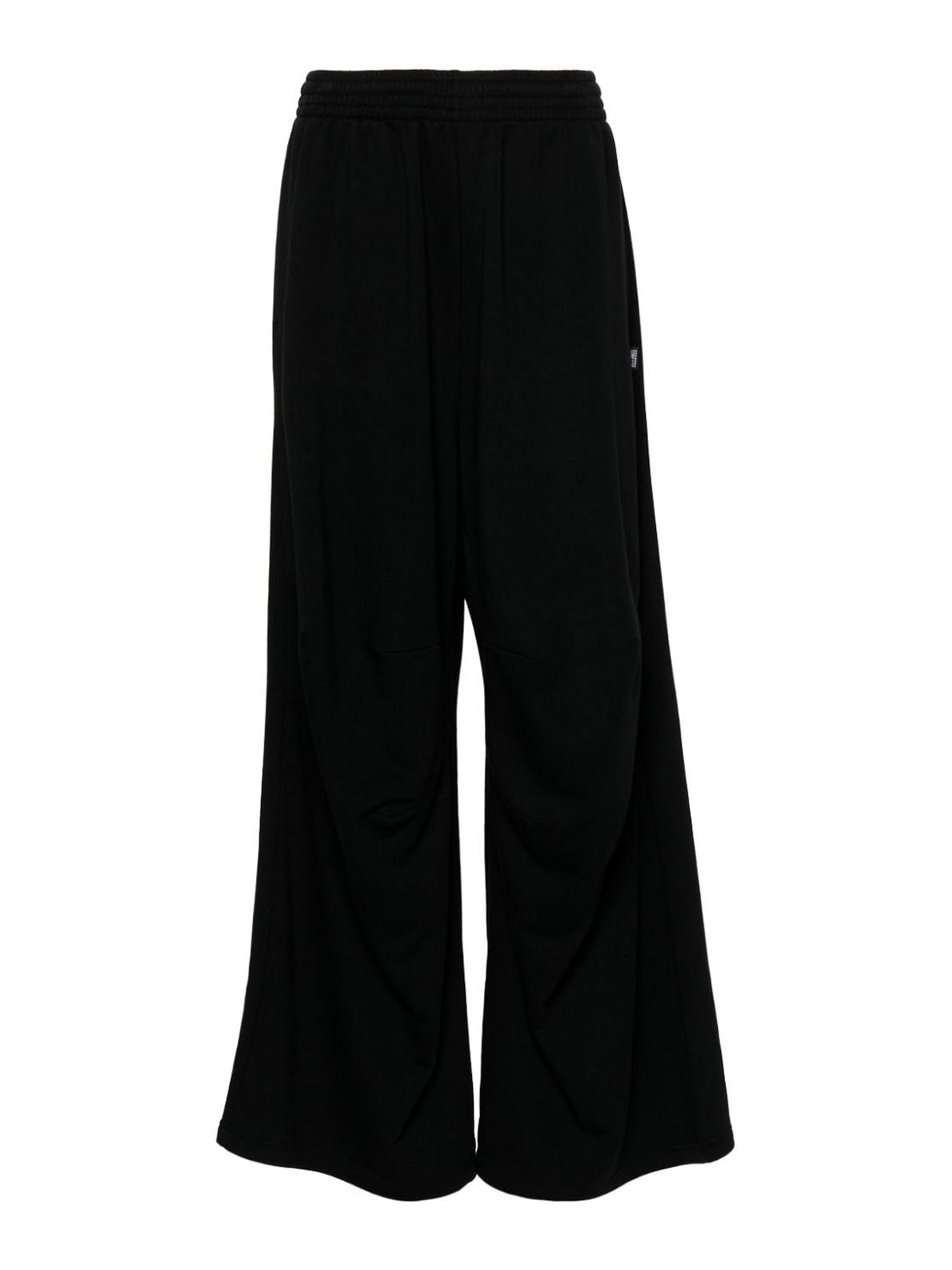 Shop Mm6 Maison Margiela Wide-leg Cotton Trousers In Black
