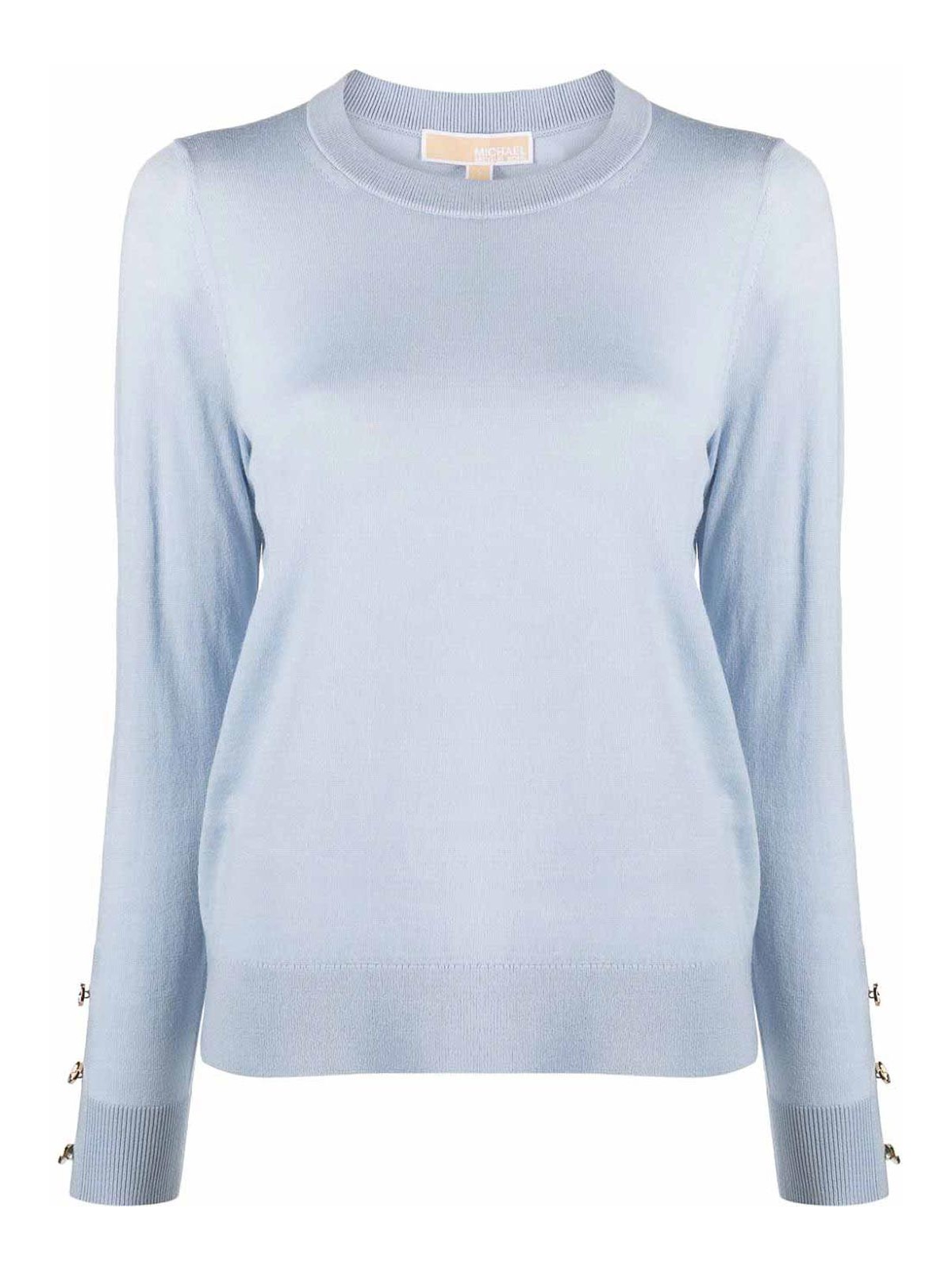Shop Michael Michael Kors Wool Crewneck Sweater In Blue
