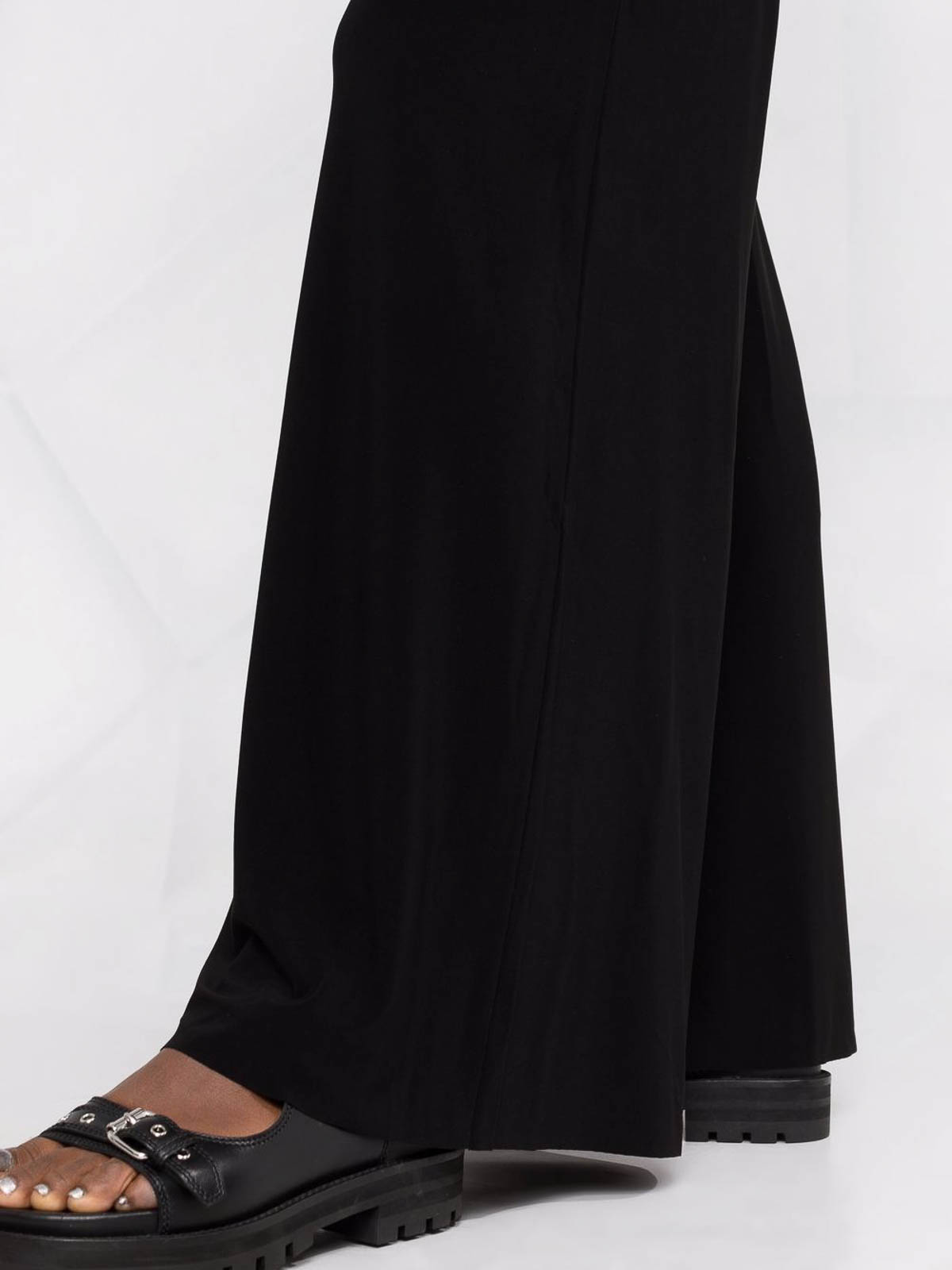 Shop Norma Kamali Wide Leg Trousers In Black