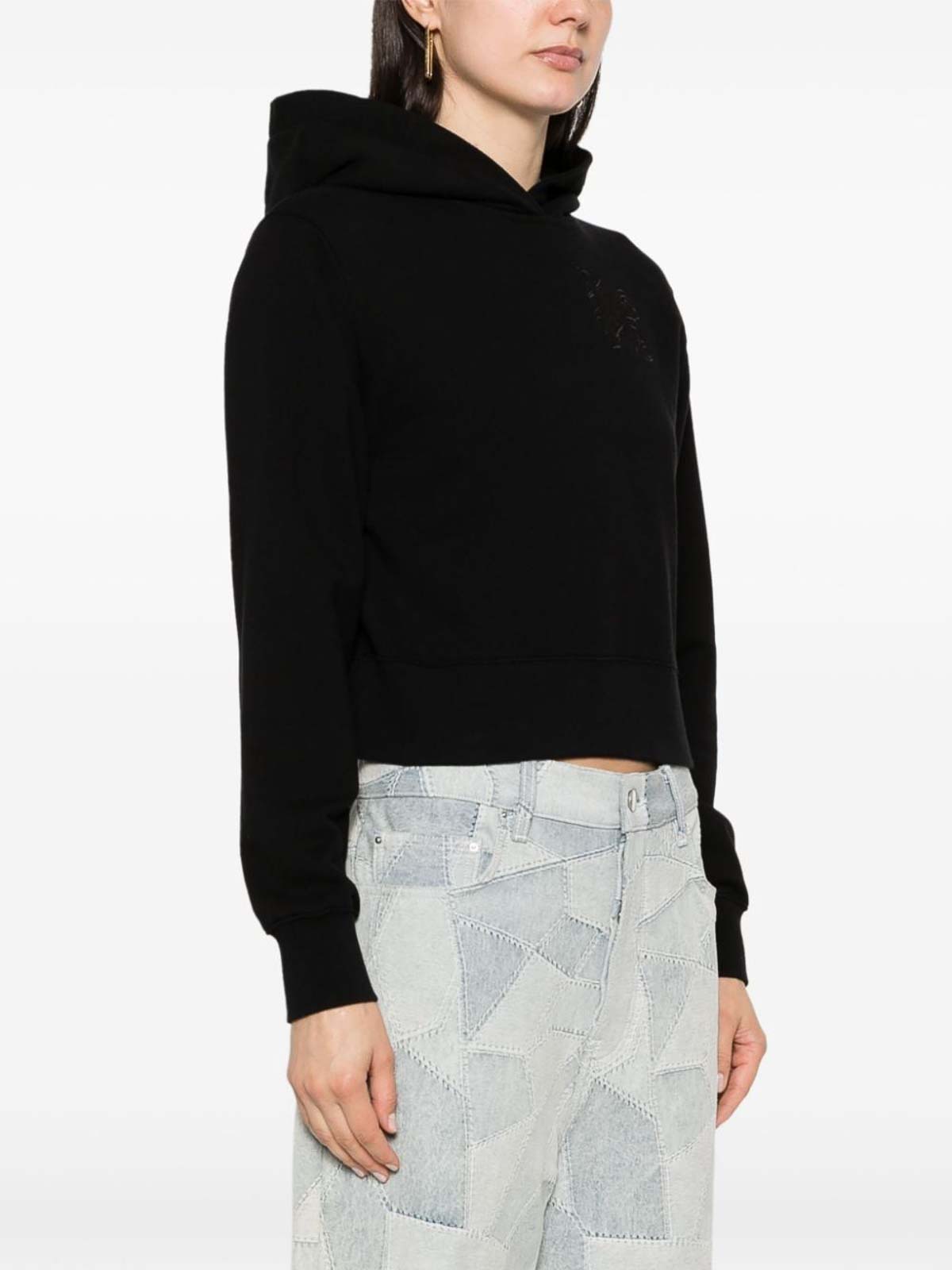 Shop Palm Angels Logo Cotton Hoodie In Negro