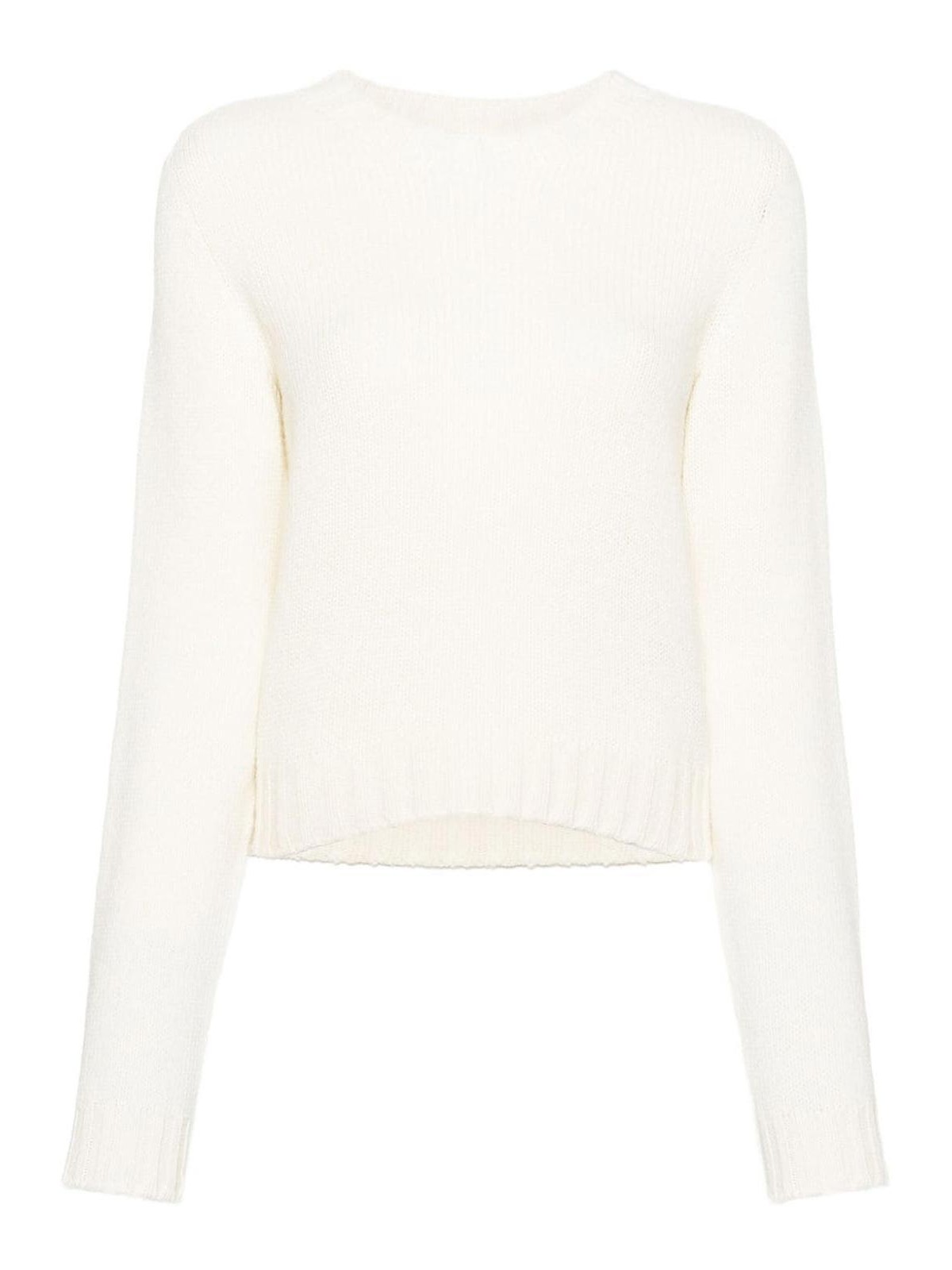 Palm Angels Logo Wool Blend Sweater In White