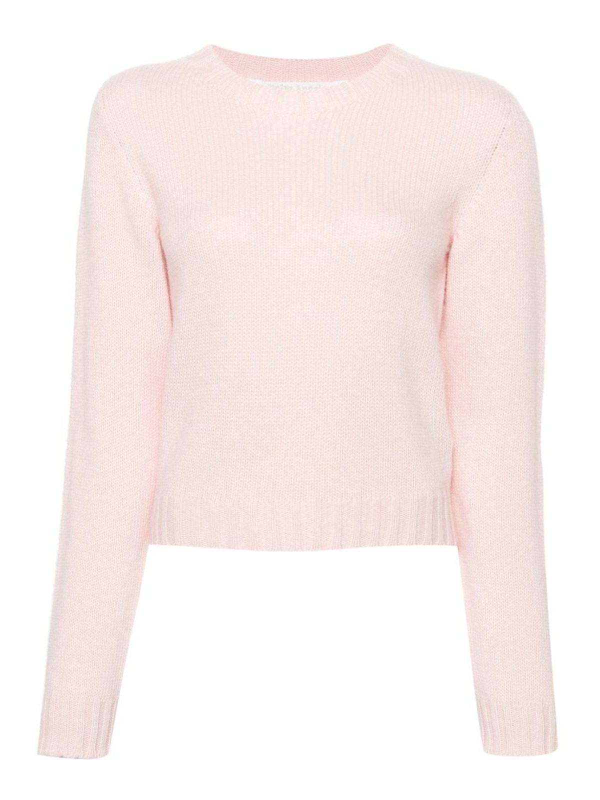 Shop Palm Angels Logo Wool Blend Sweater In Nude & Neutrals