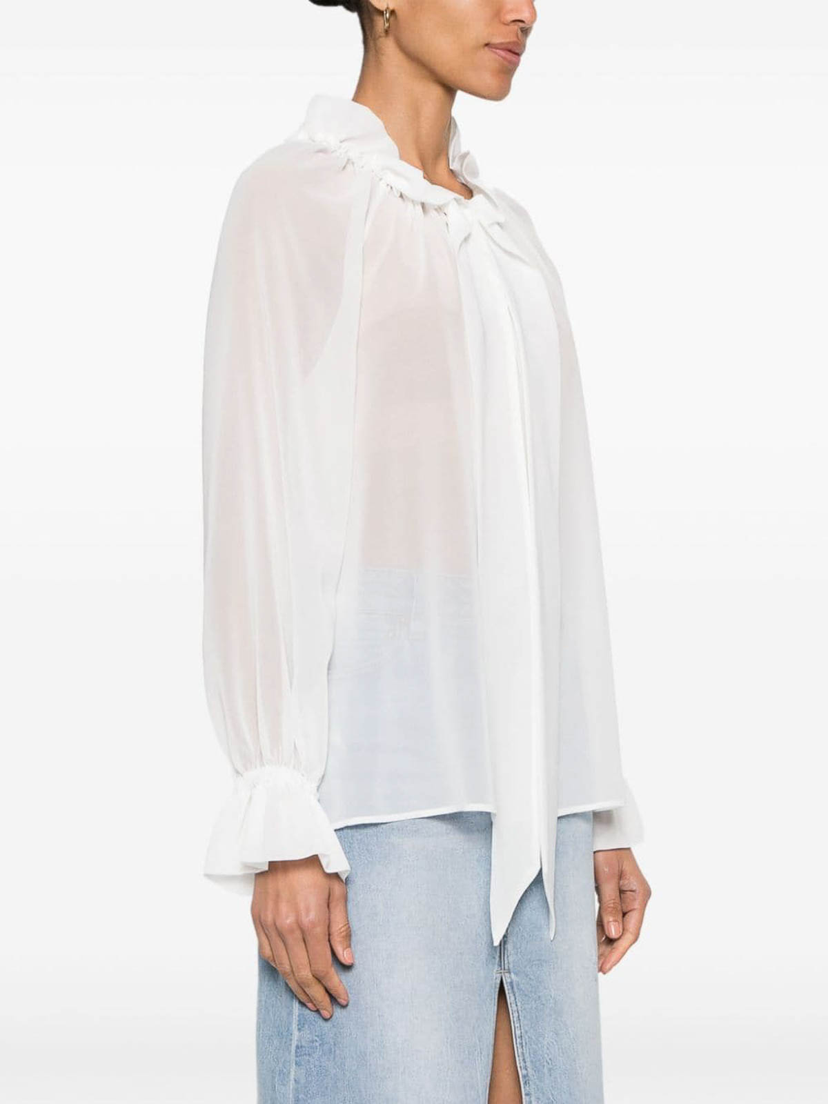 Shop P.a.r.o.s.h Georgette Blouse In Blanco