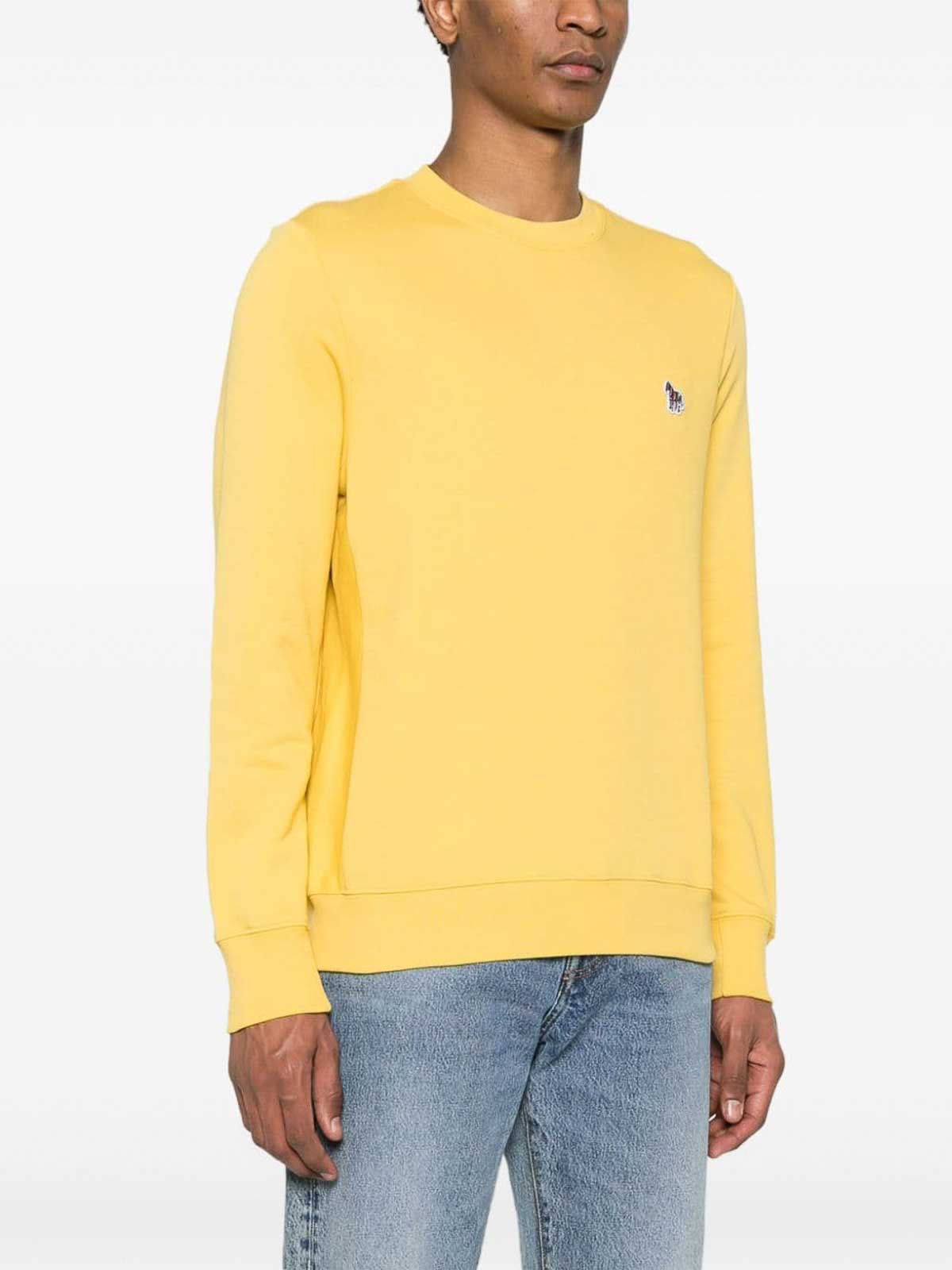 Shop Ps By Paul Smith Zebra Logo Cotton Sweatshirt In Yellow