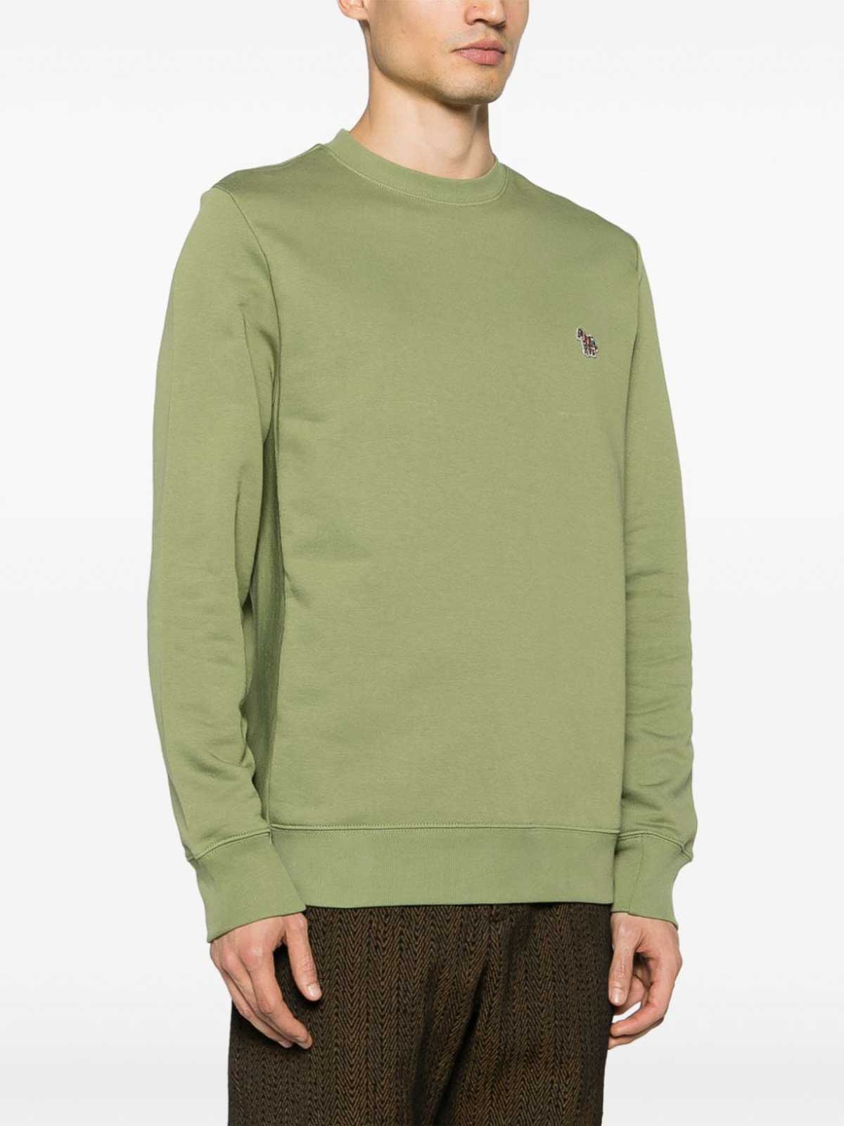 Shop Ps By Paul Smith Zebra Logo Cotton Sweatshirt In Green