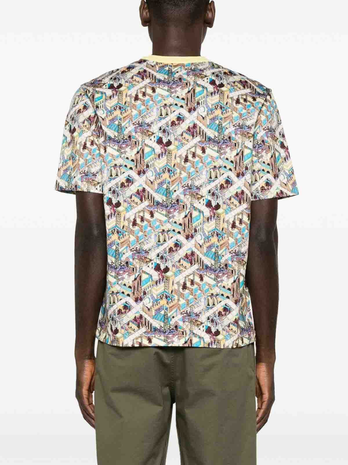 Shop Ps By Paul Smith Jacks World Print Cotton T-shirt In Yellow