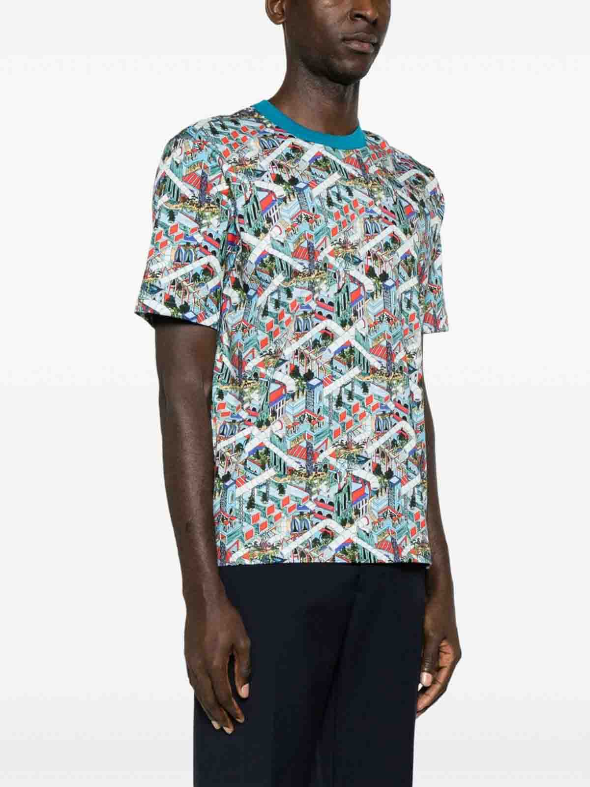 Shop Ps By Paul Smith Jacks World Print Cotton T-shirt In Blue
